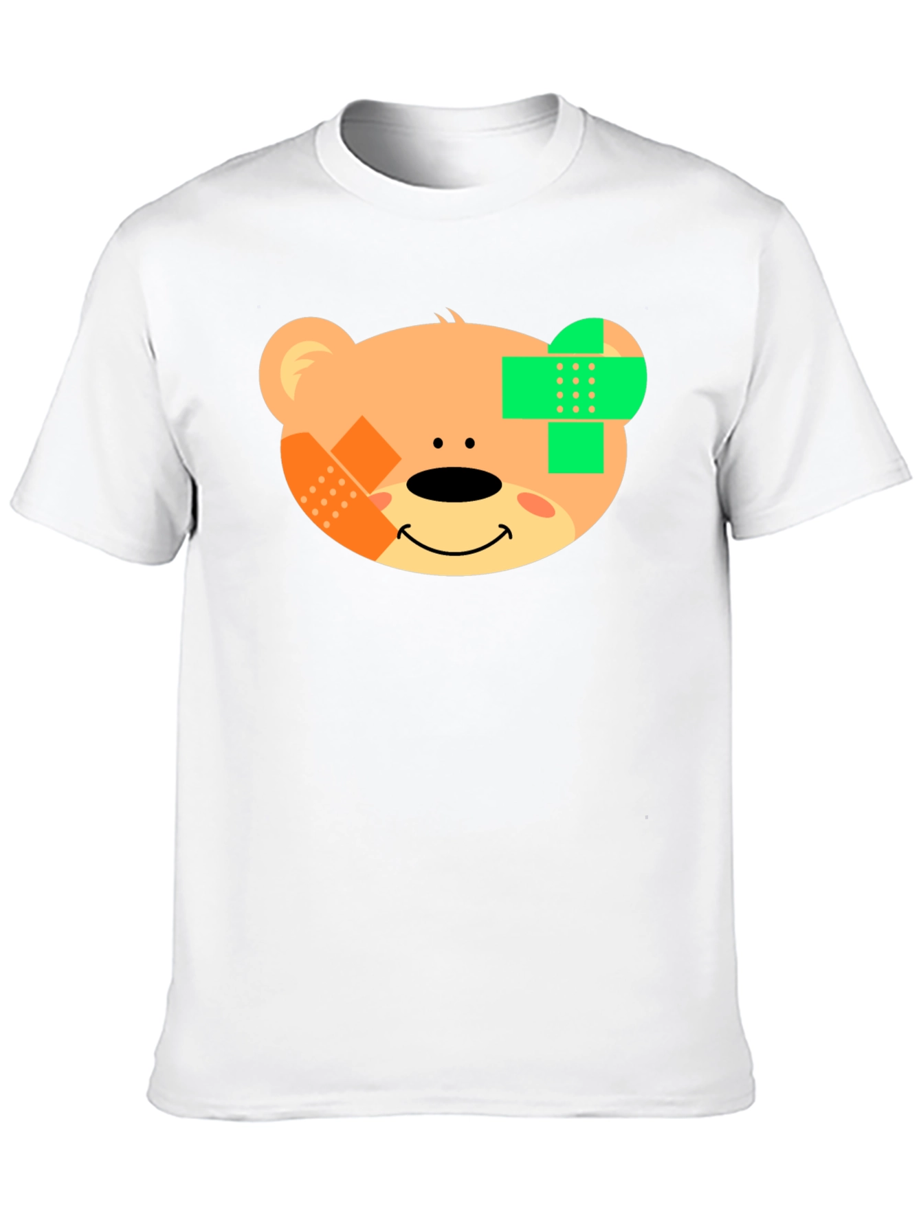 Cute Teddy Bear Bandage Black T-Shirt