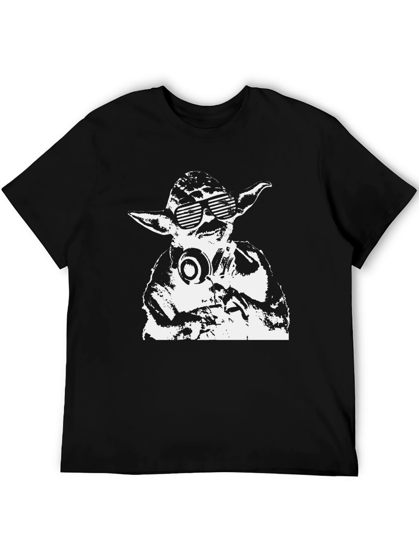 Yoda DJ Graphic Tee - Black Cotton Blend T-Shirt