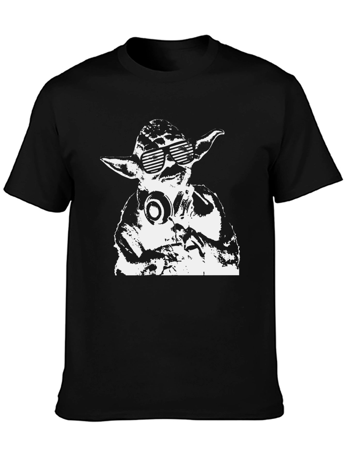 Yoda DJ Graphic Tee - Black Cotton Blend T-Shirt