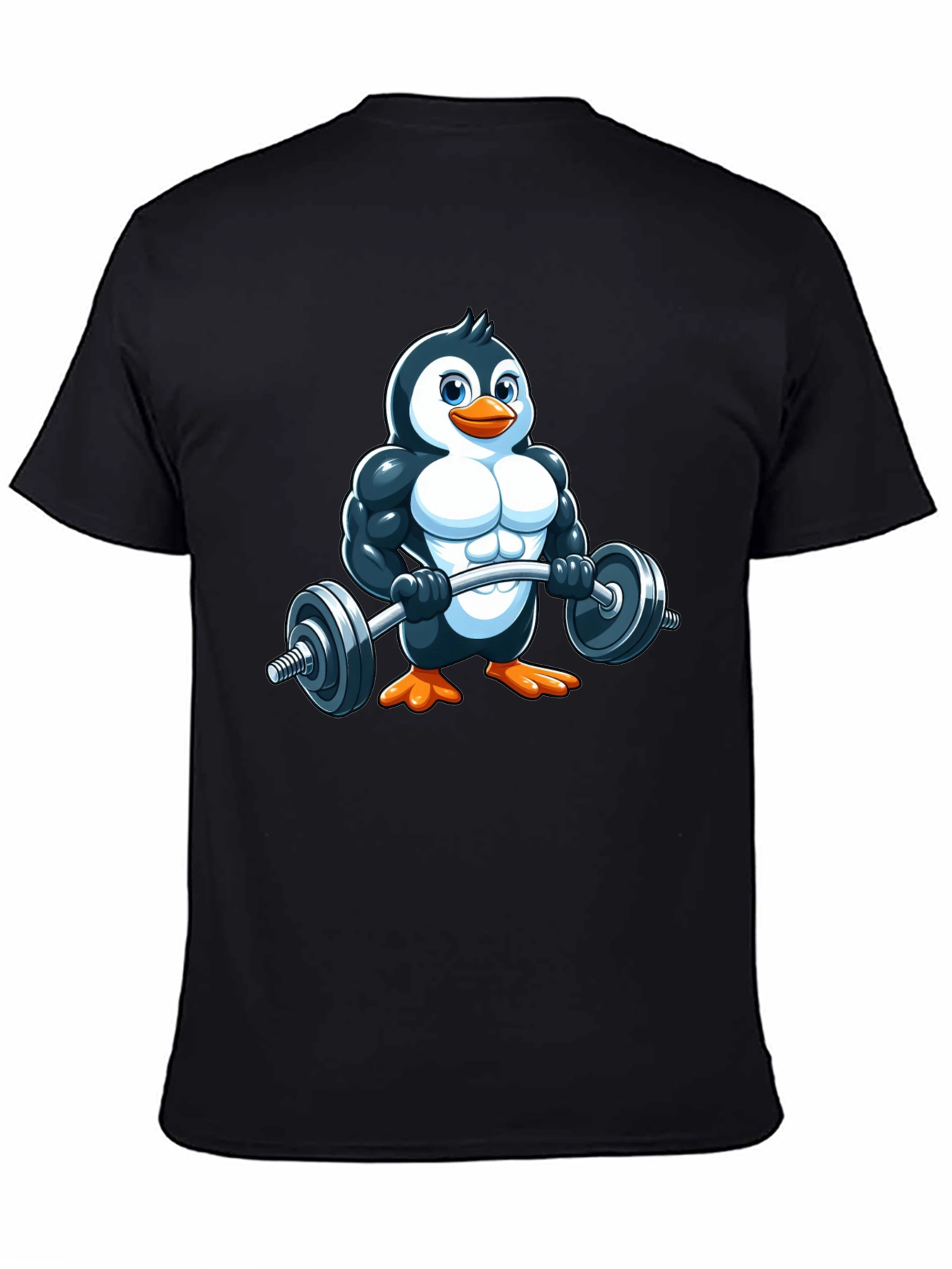 Penguin Lifting Barbell T-Shirt - Gym Humor!