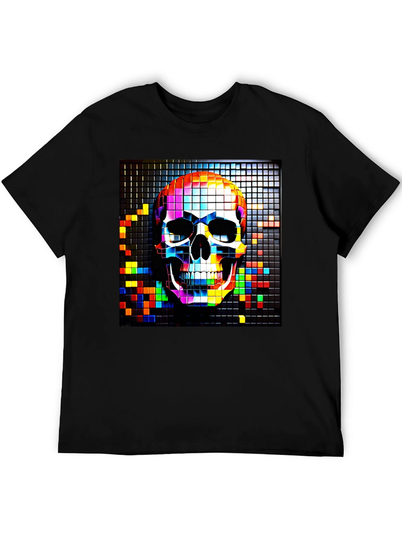 Pixelated Skull Graphic Tee - Bold & Edgy Design