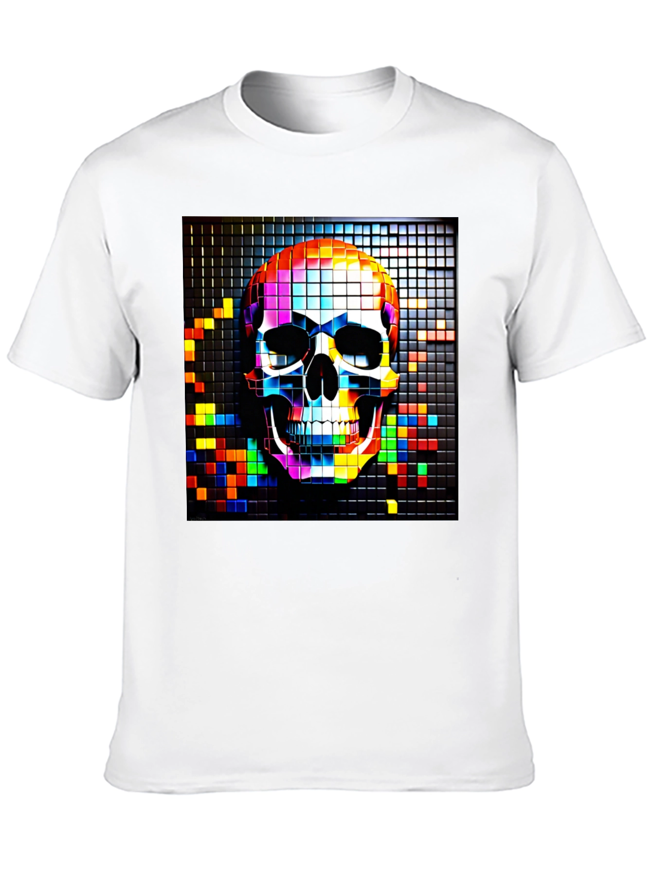 Pixelated Skull Graphic Tee - Bold & Edgy Design