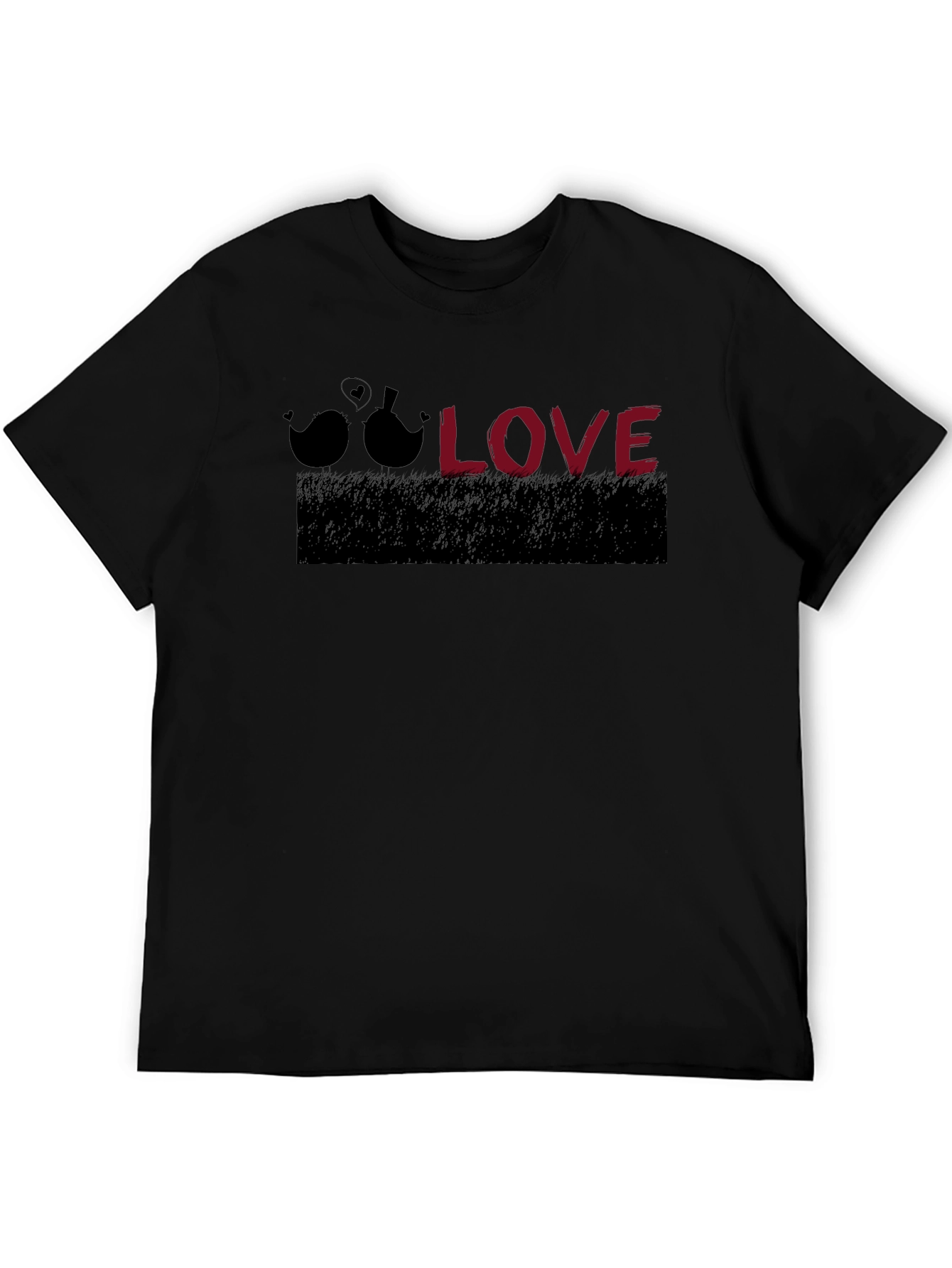 Love Birds Graphic Tee - Black Cotton T-Shirt