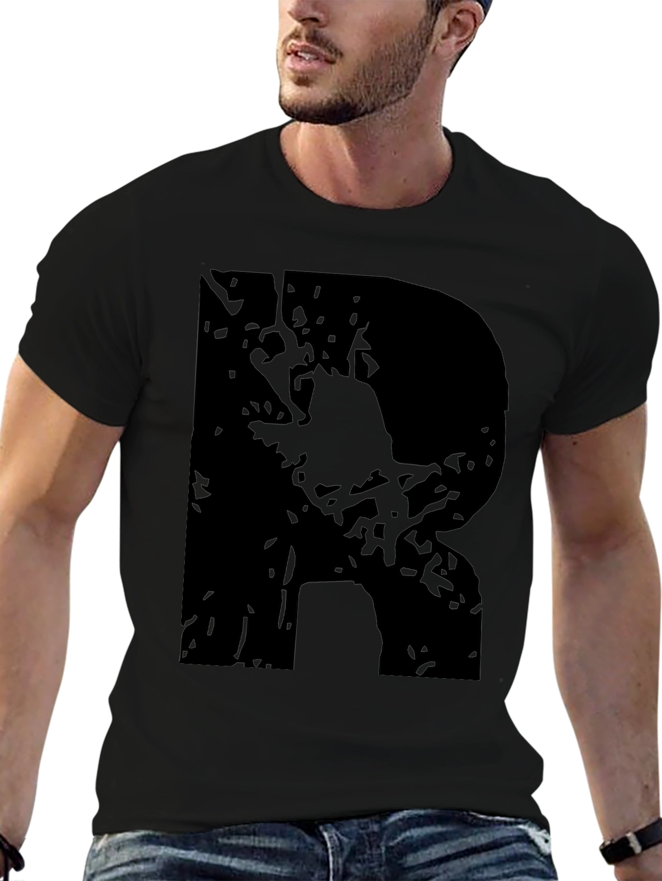 Black R Graphic Tee - Casual Style