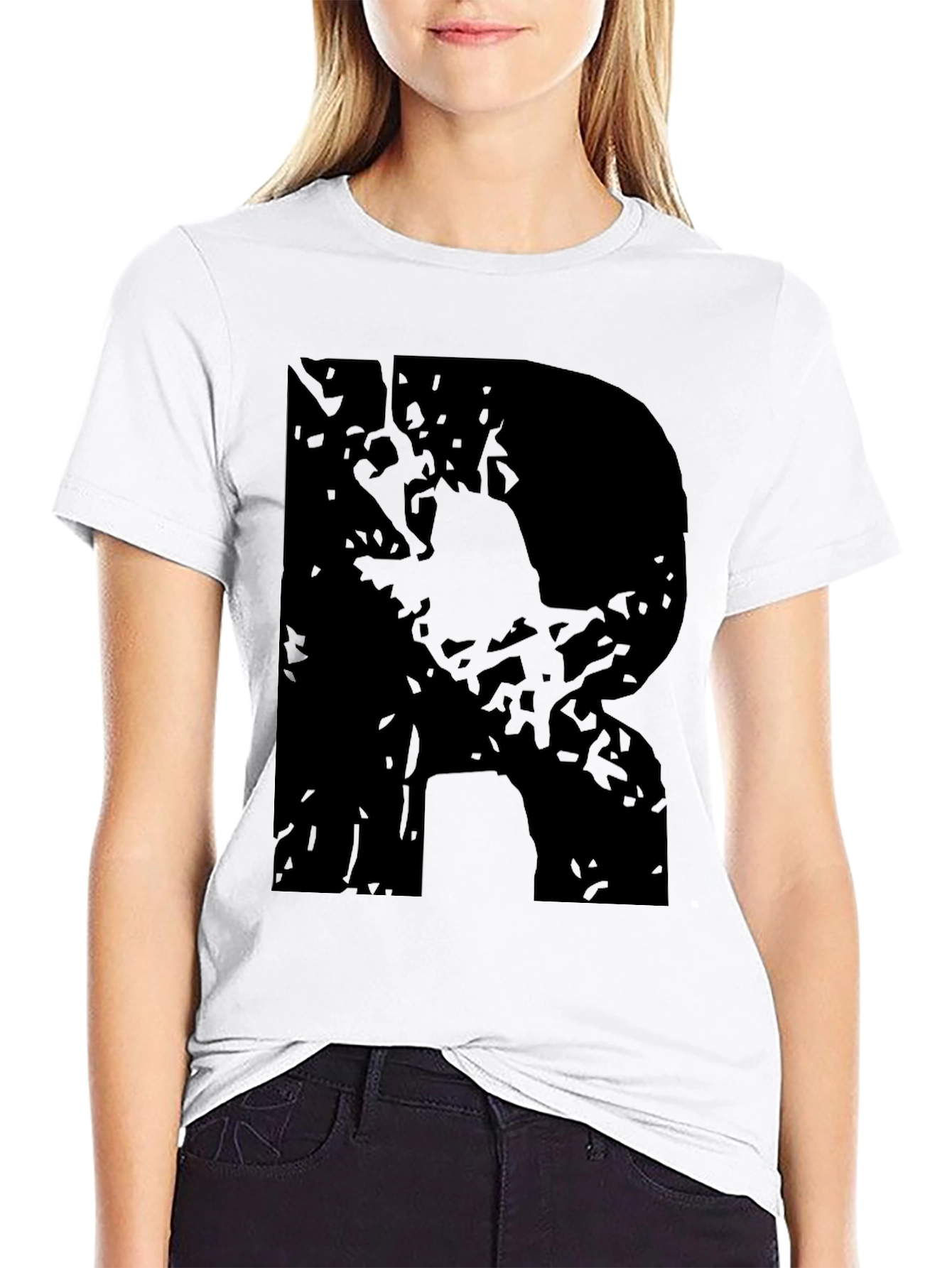 Black R Graphic Tee - Casual Style