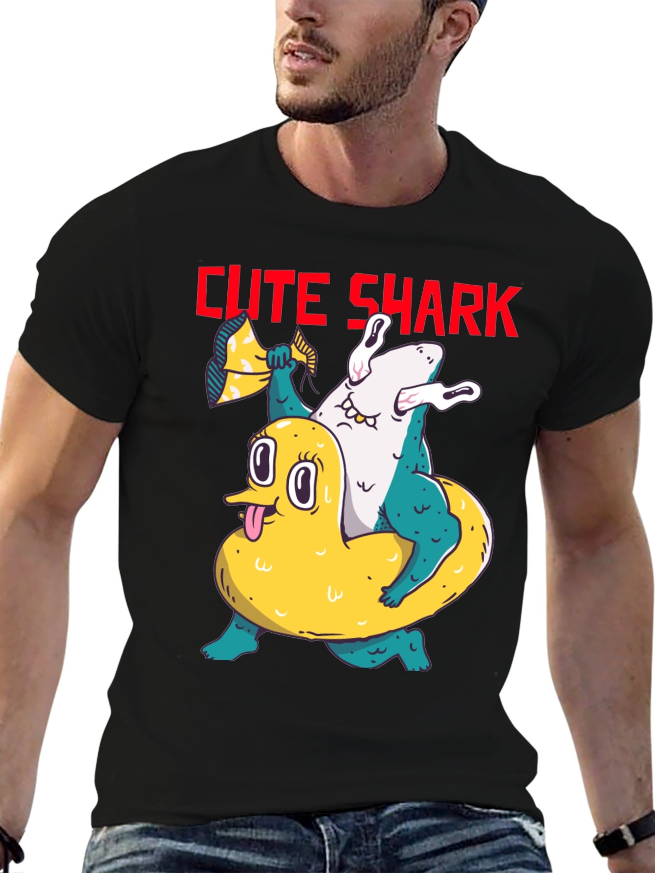 Cute Shark Graphic T-Shirt - Unisex Black Tee