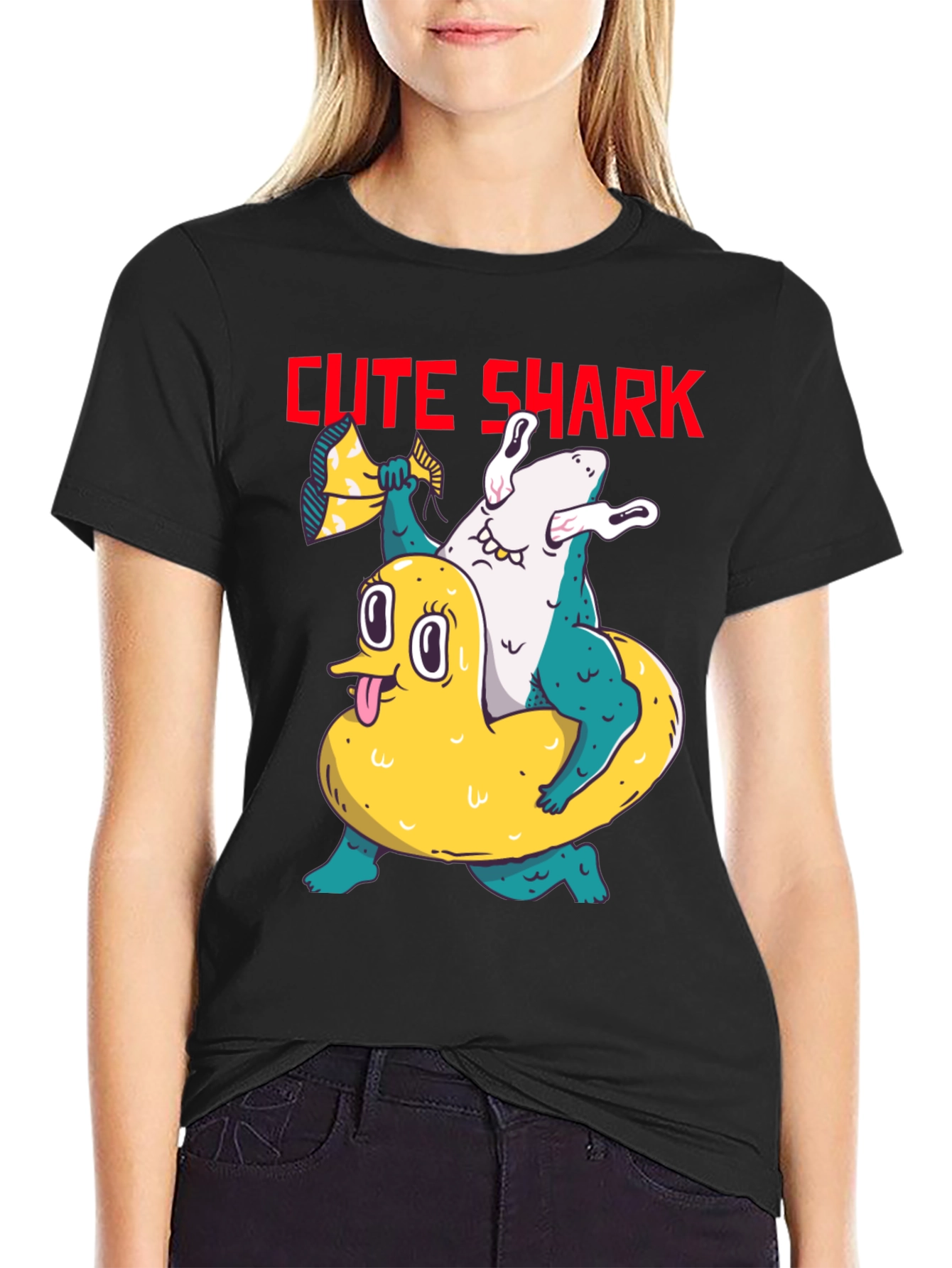 Cute Shark Graphic T-Shirt - Unisex Black Tee