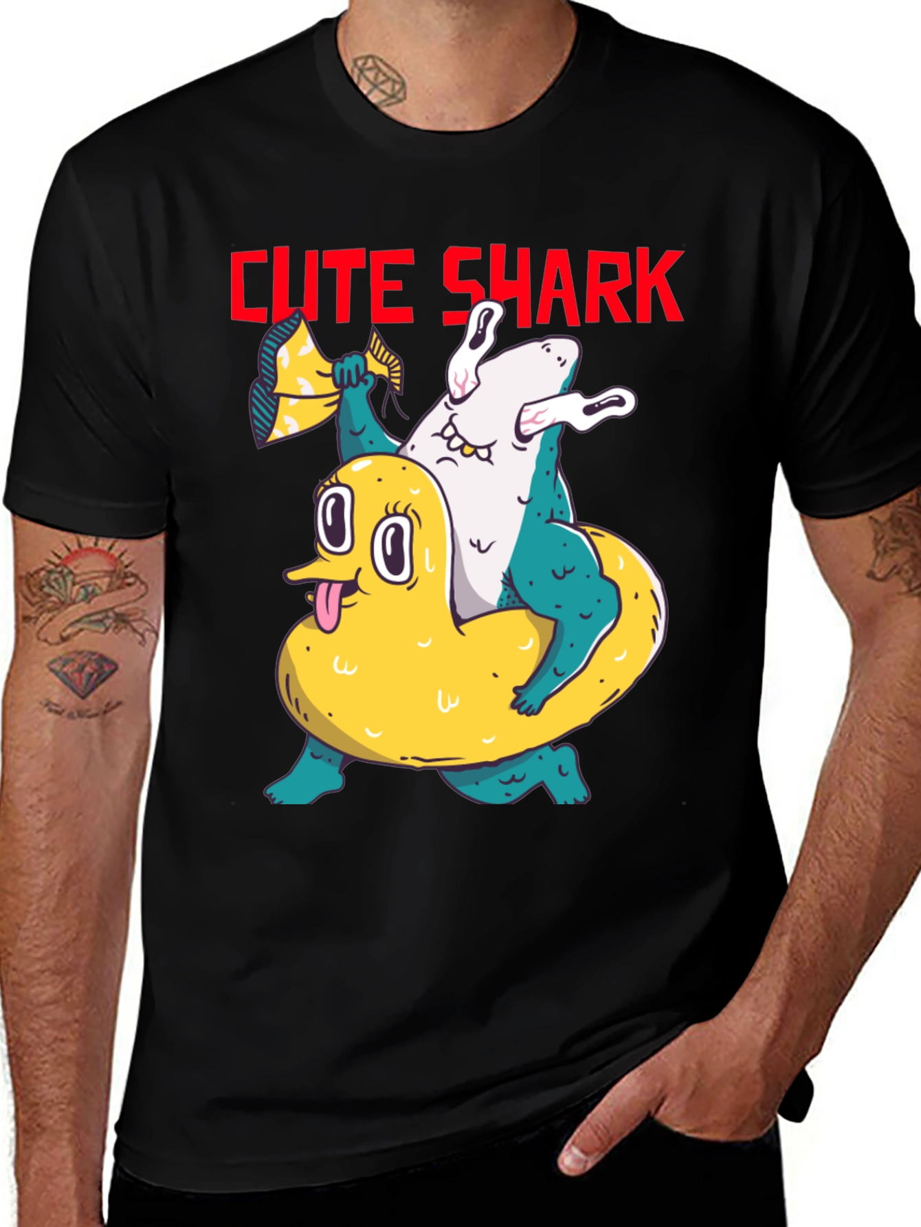 Cute Shark Graphic T-Shirt - Unisex Black Tee