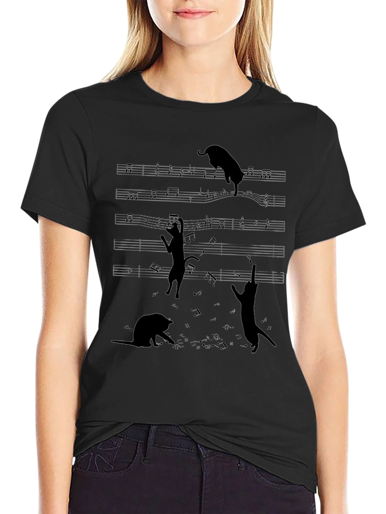 Cats on Music Sheet T-Shirt