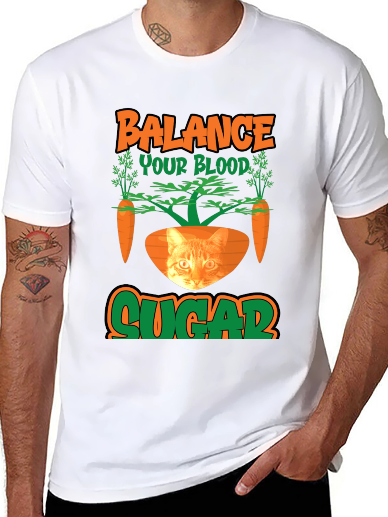 Balance Blood Sugar Cat Carrot T-Shirt