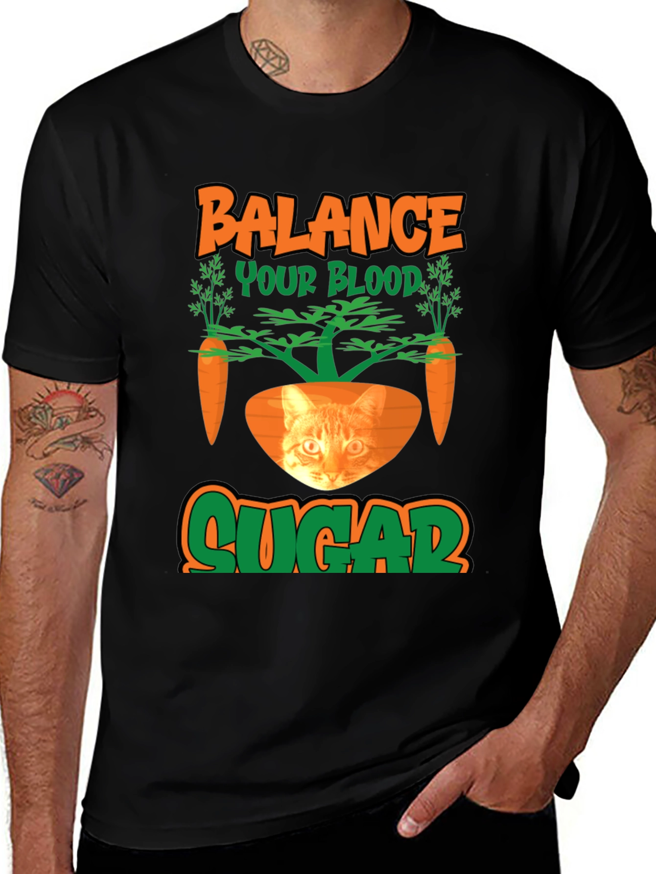 Balance Blood Sugar Cat Carrot T-Shirt