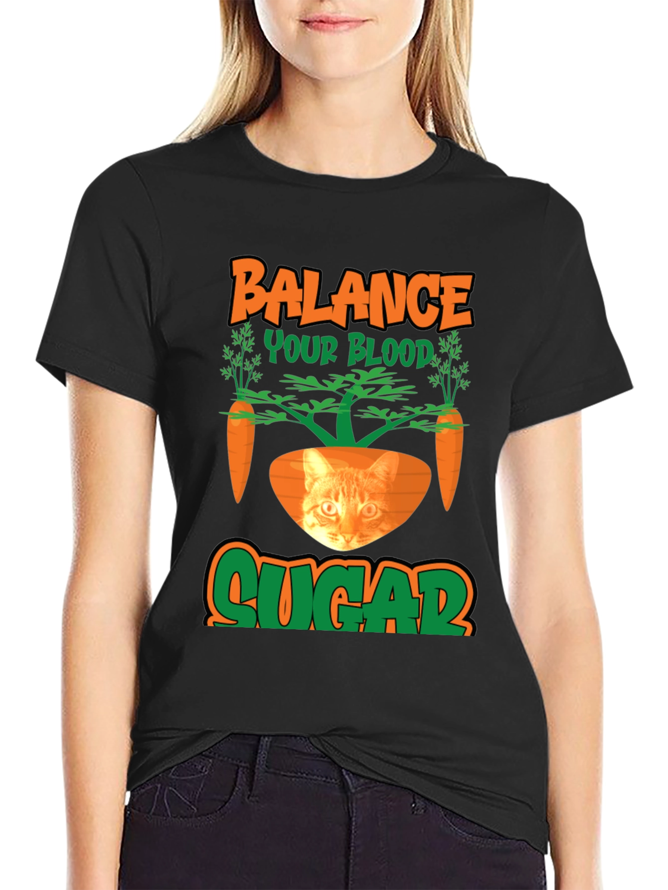 Balance Blood Sugar Cat Carrot T-Shirt