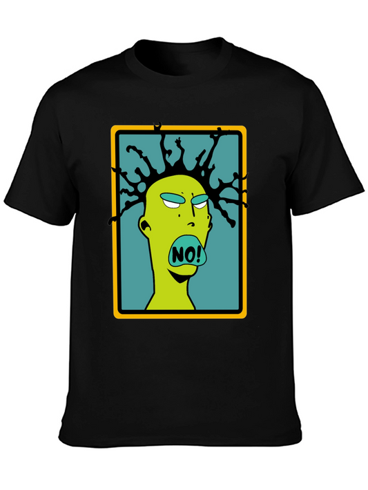 Edgy Cartoon NO! Graphic Black T-Shirt