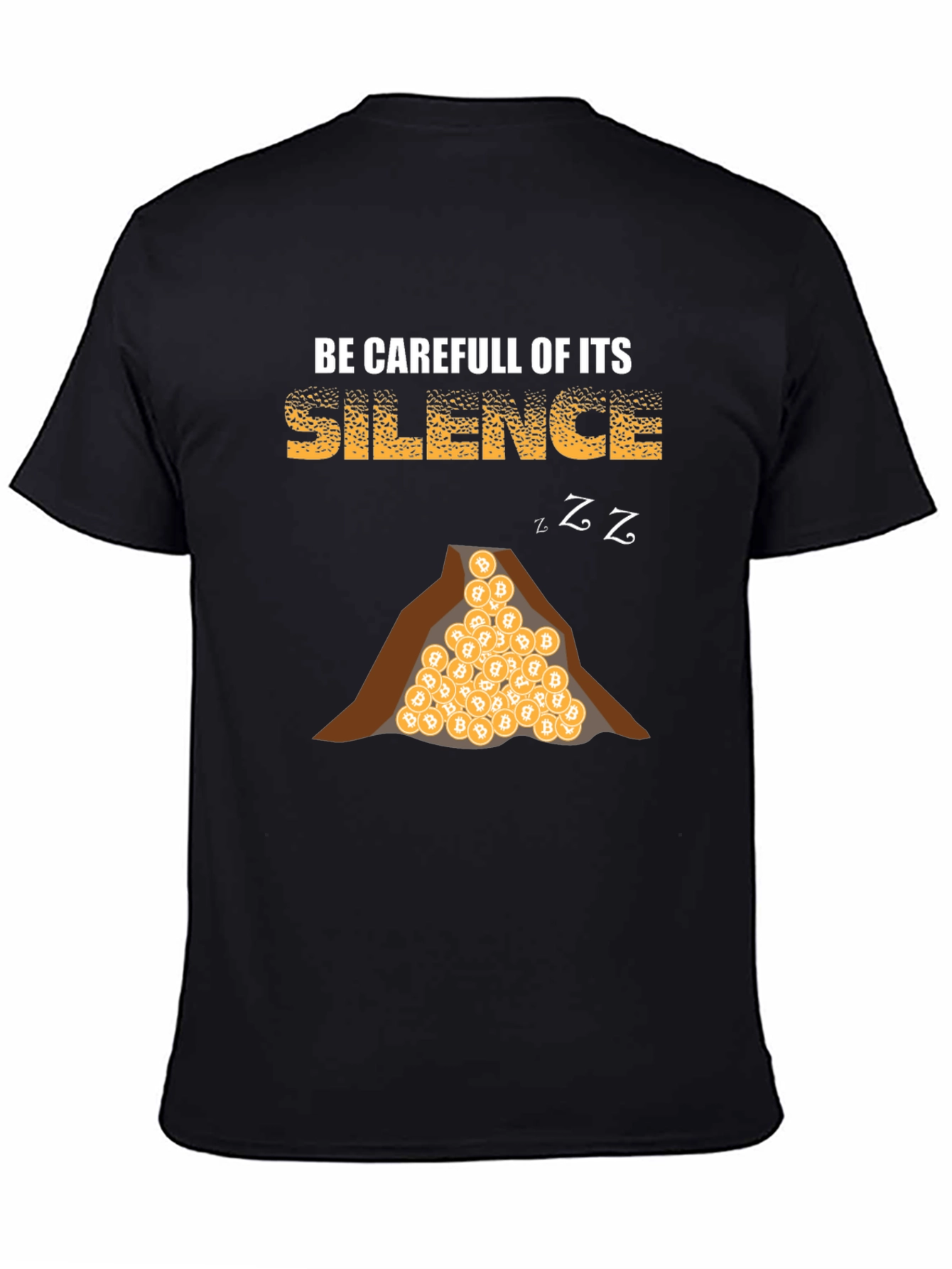 Bitcoin Silence Mens T-Shirt - Crypto Warning Tee