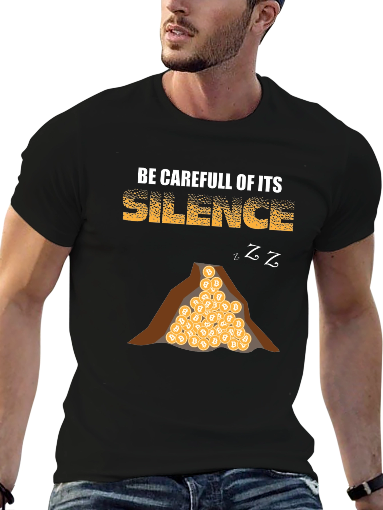 Bitcoin Silence Mens T-Shirt - Crypto Warning Tee