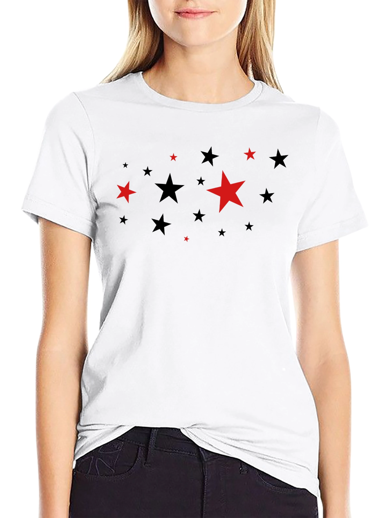 Starry Night T-Shirt: Black Crew Neck Tee