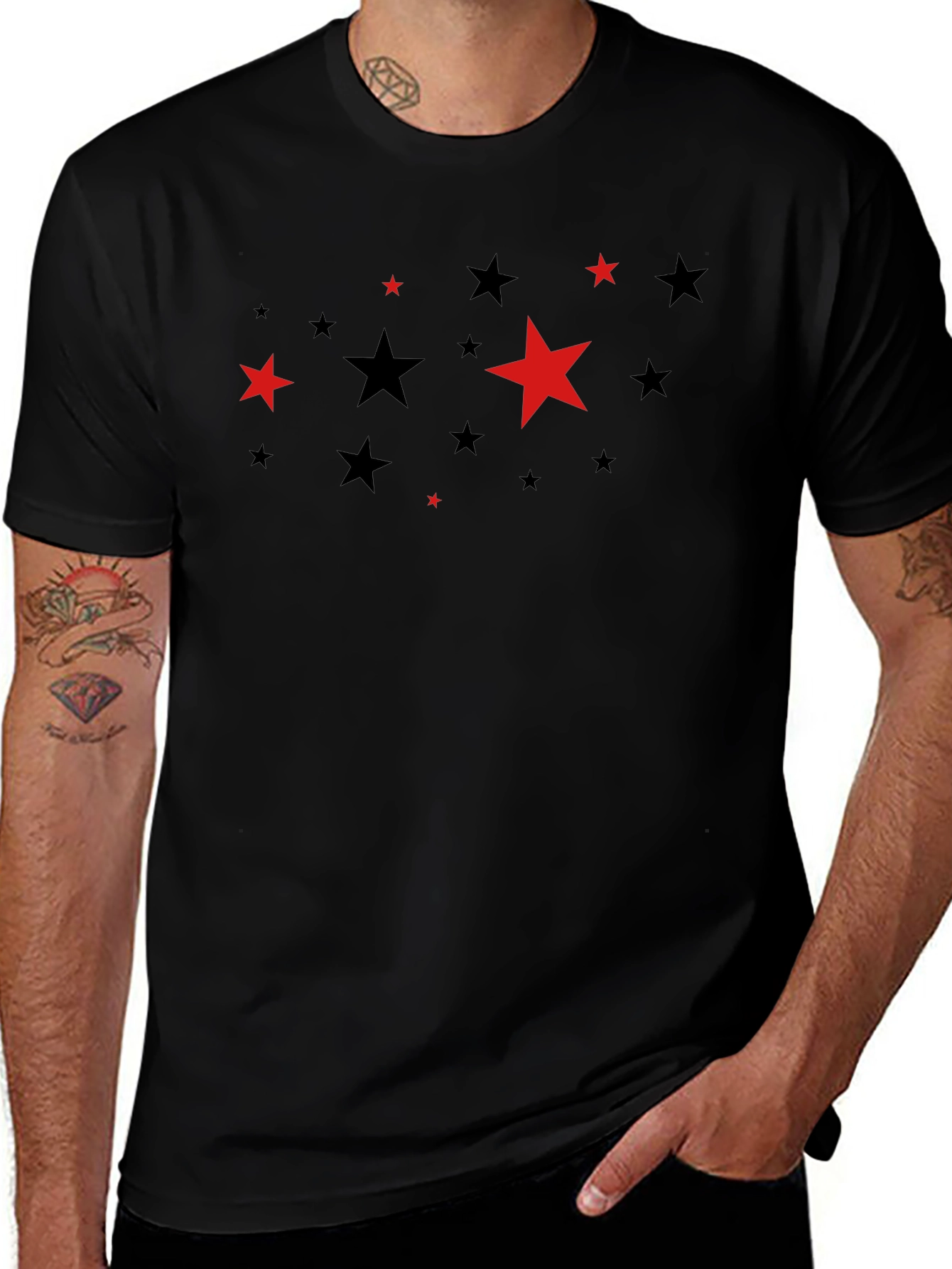 Starry Night T-Shirt: Black Crew Neck Tee