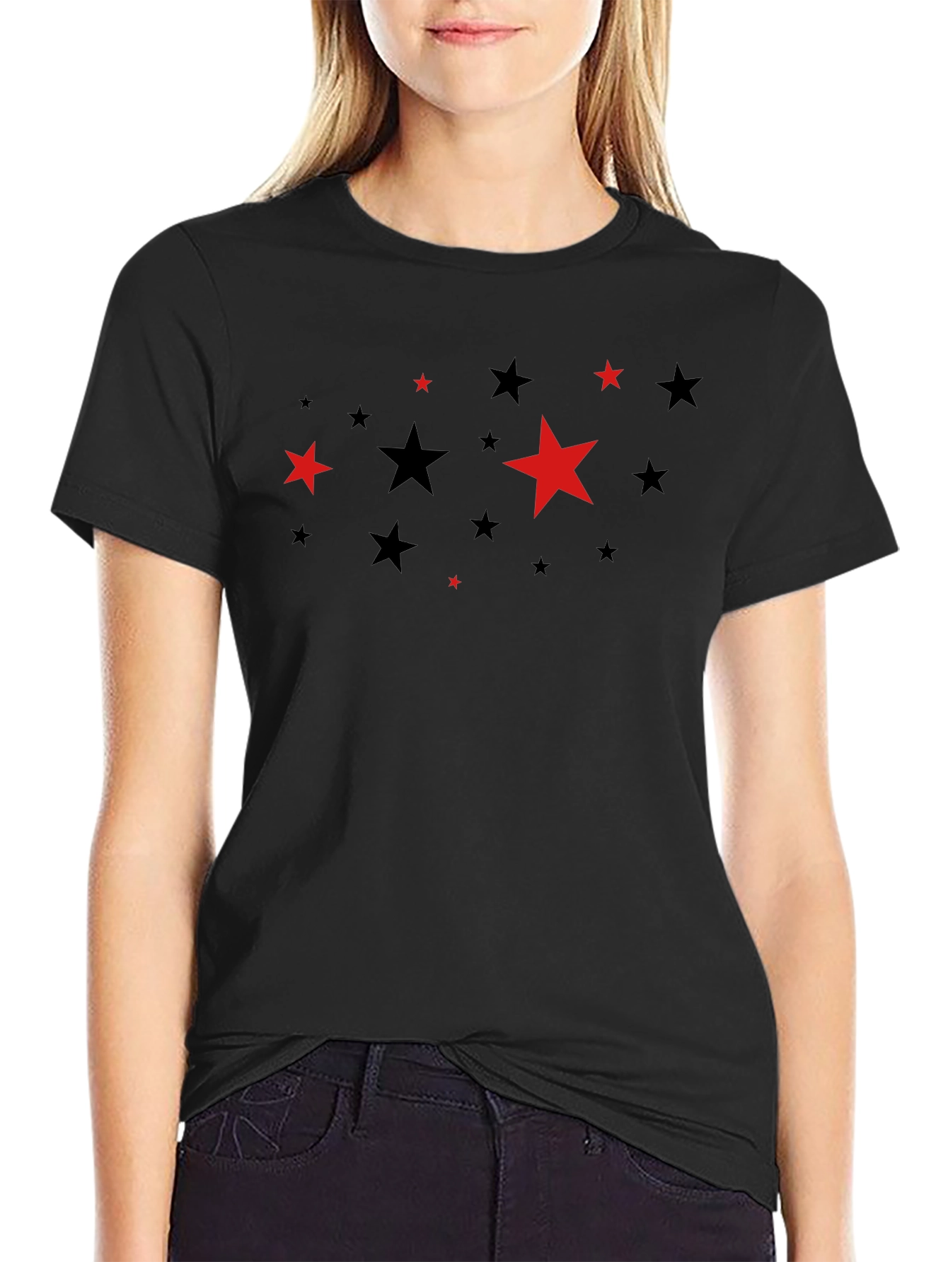 Starry Night T-Shirt: Black Crew Neck Tee