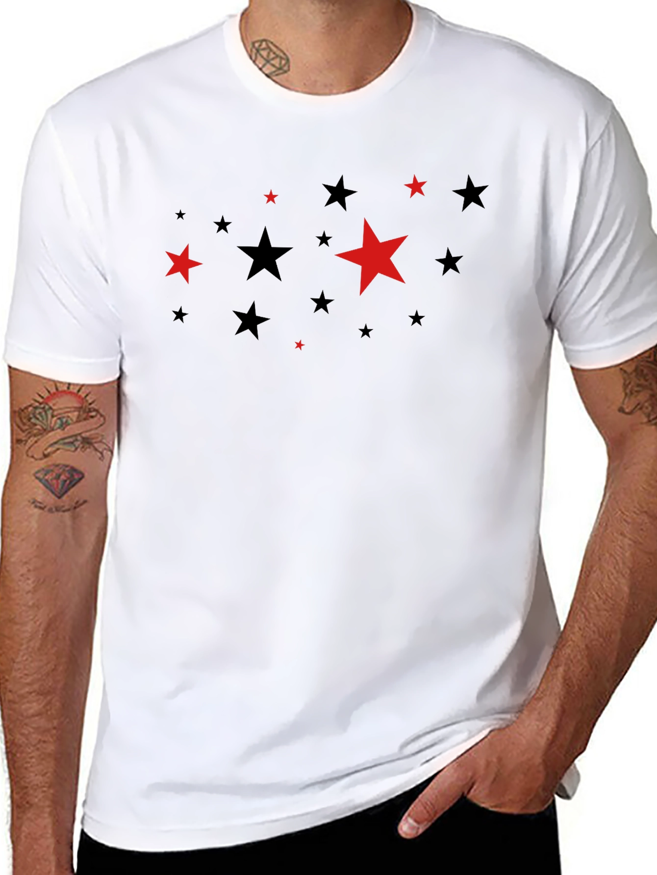 Starry Night T-Shirt: Black Crew Neck Tee