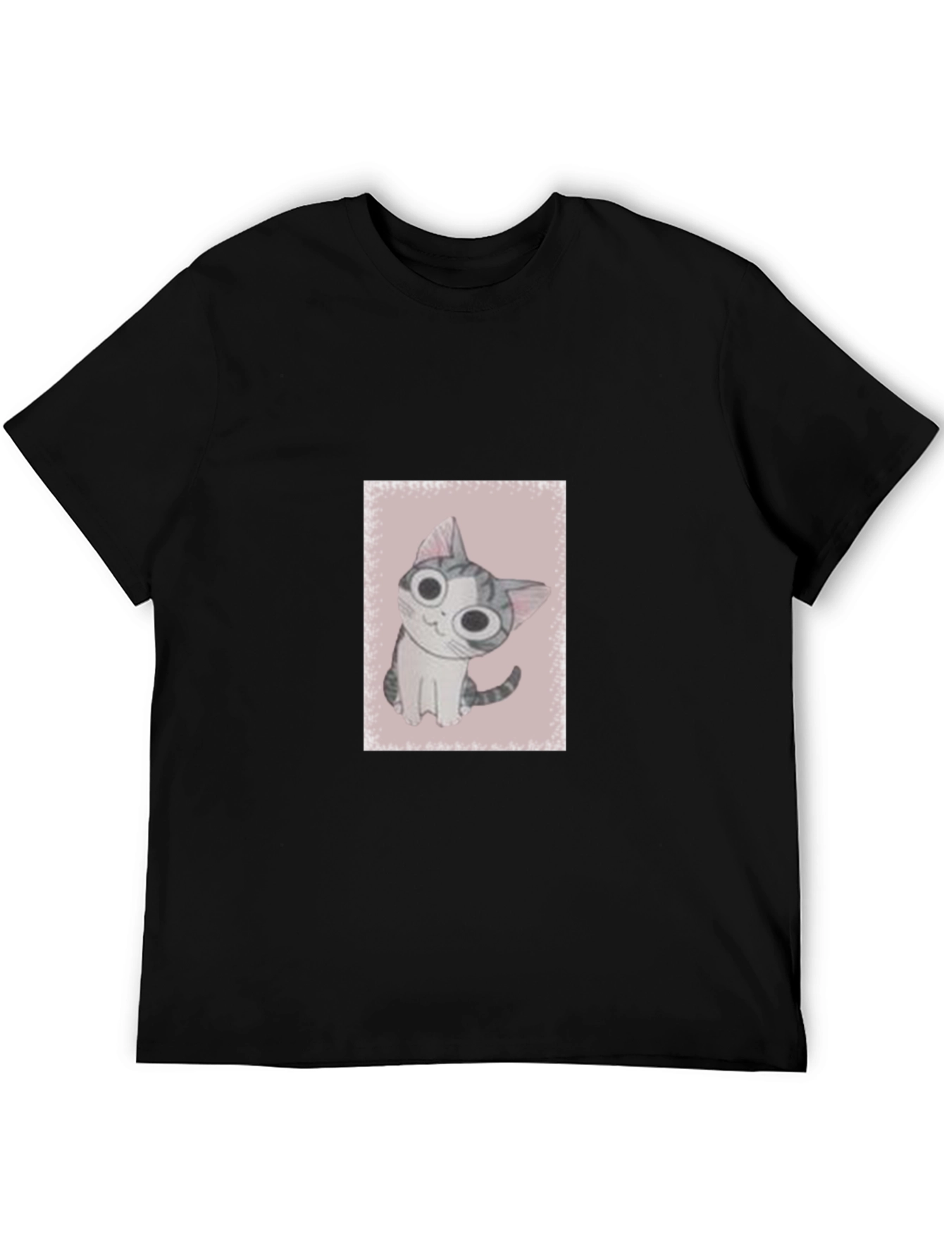 Cute Cat Graphic Black T-Shirt