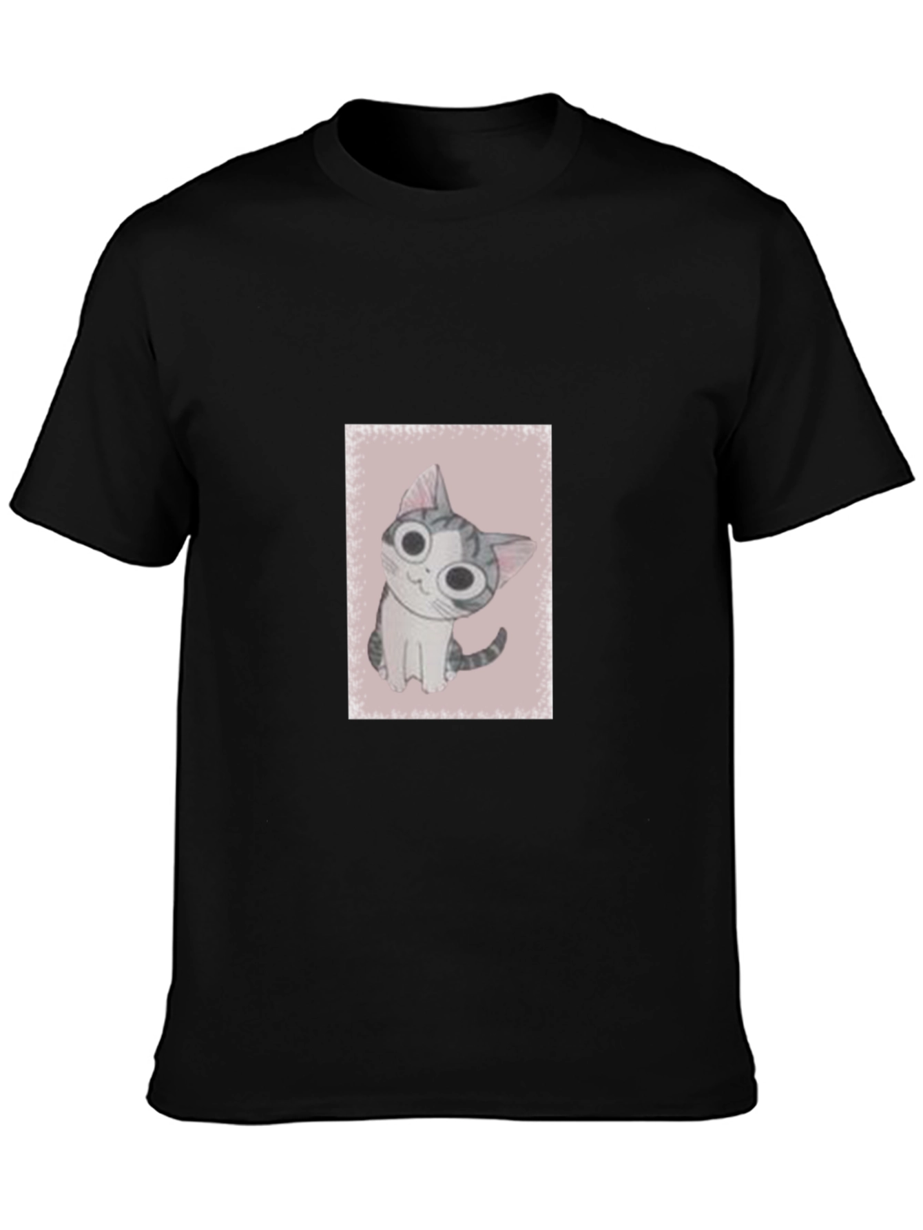 Cute Cat Graphic Black T-Shirt