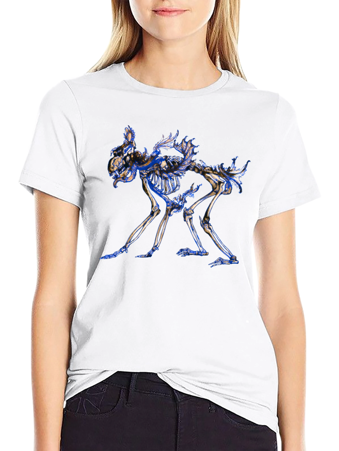 Skeleton Dog Graphic Tee - Unique Art T-Shirt