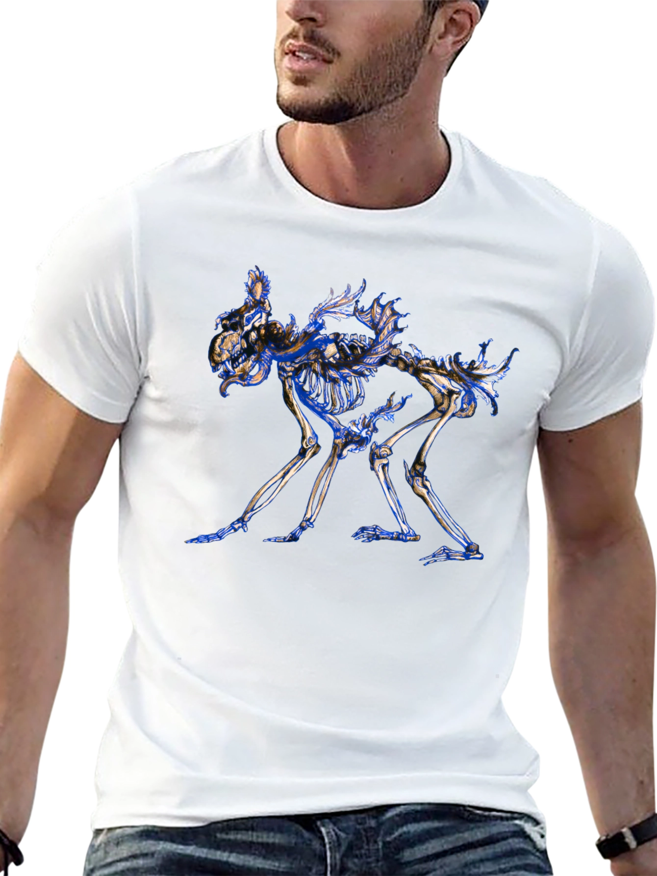Skeleton Dog Graphic Tee - Unique Art T-Shirt