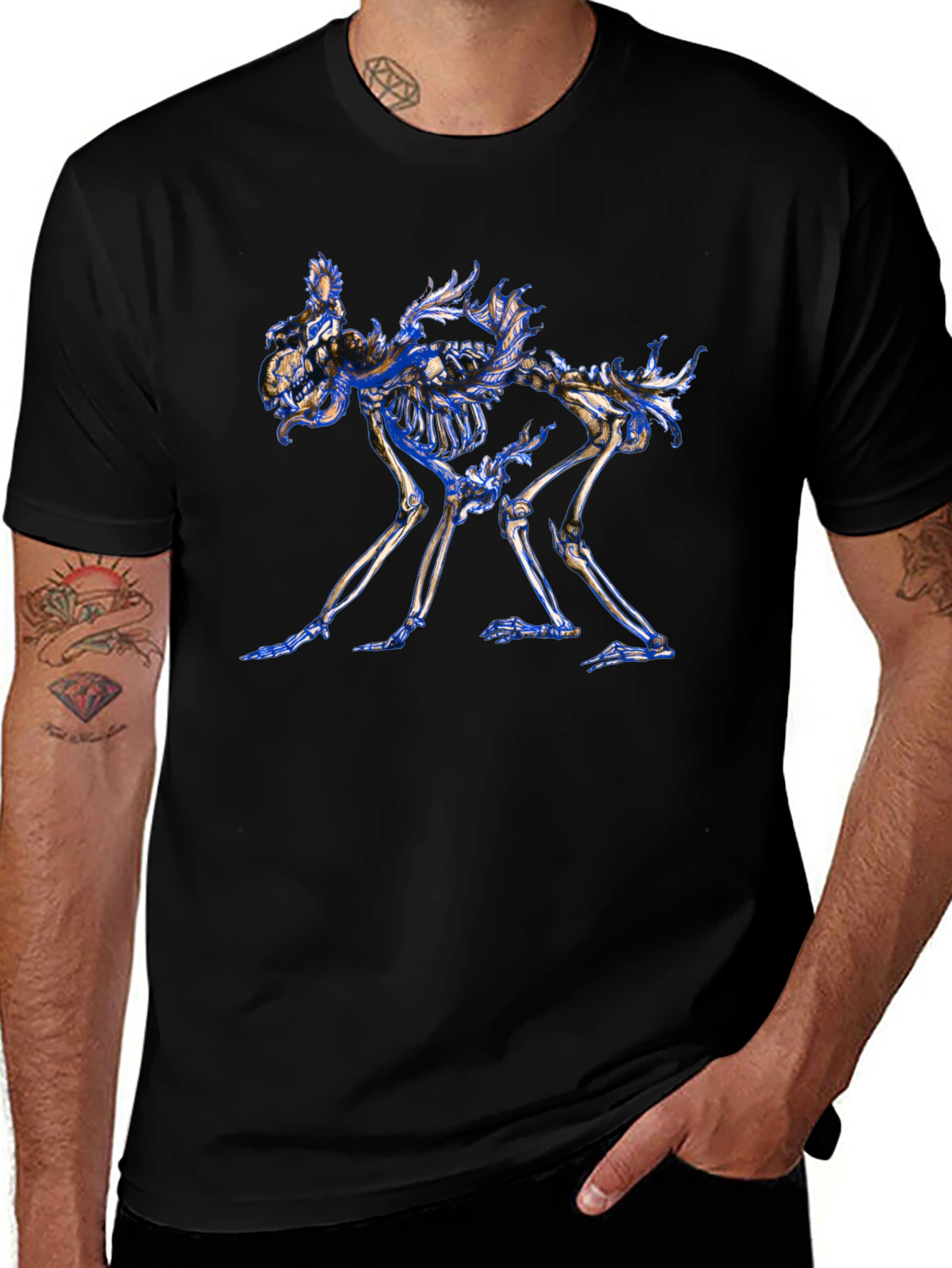 Skeleton Dog Graphic Tee - Unique Art T-Shirt