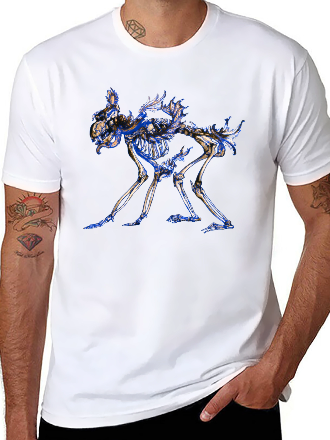 Skeleton Dog Graphic Tee - Unique Art T-Shirt
