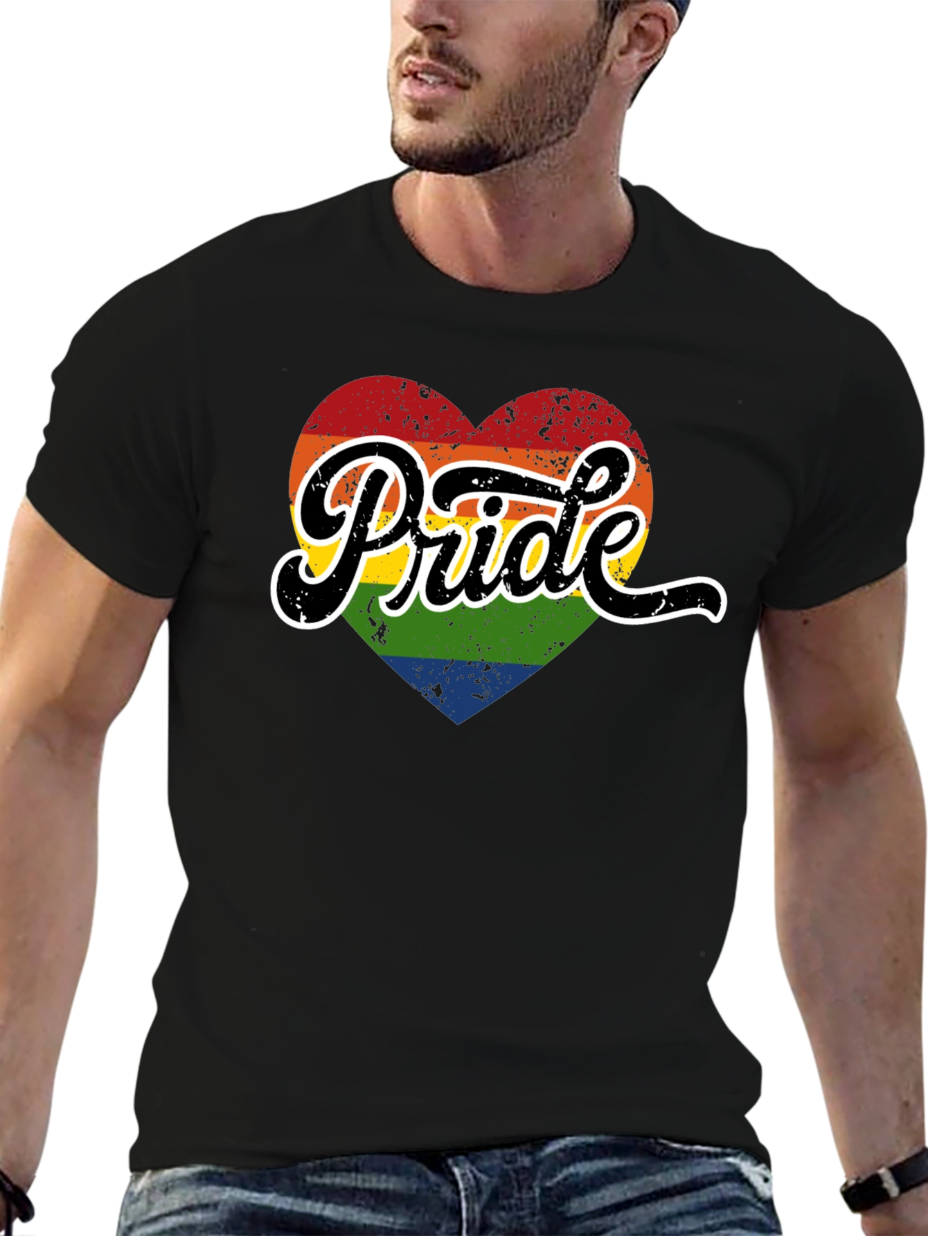 Pride Heart Graphic Tee - Black