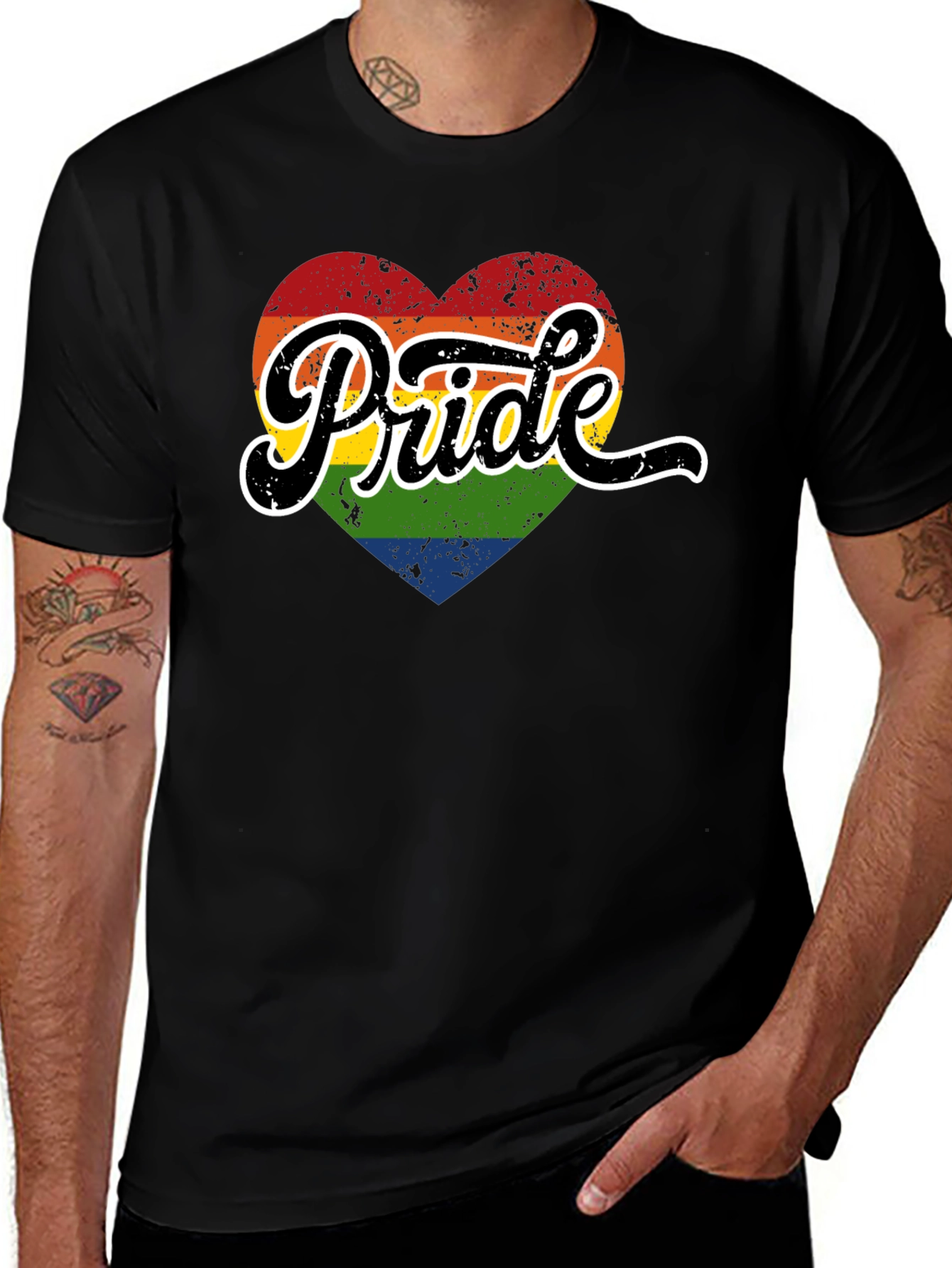 Pride Heart Graphic Tee - Black