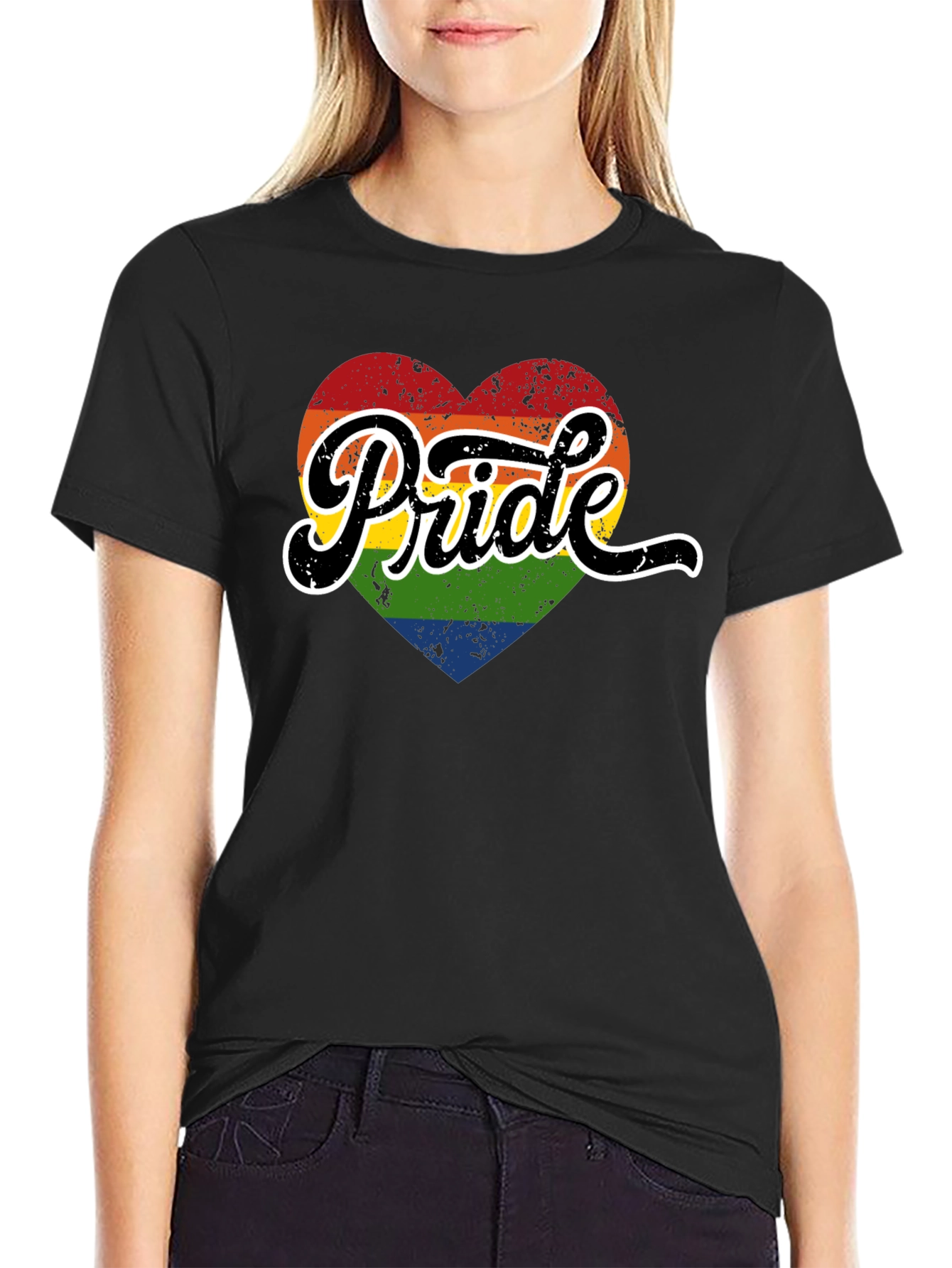 Pride Heart Graphic Tee - Black