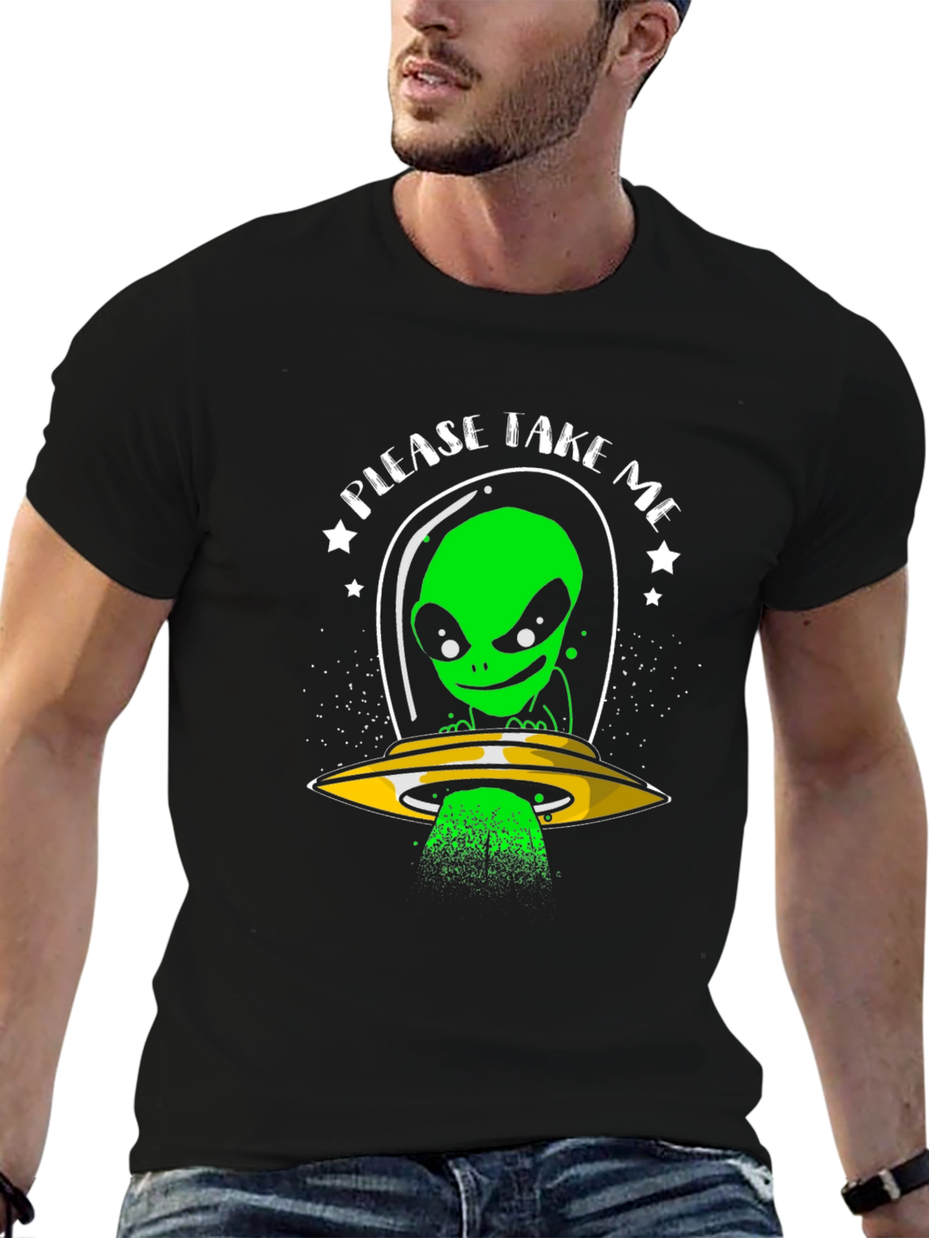 Please Take Me Alien T-Shirt - Sci-Fi Graphic Tee