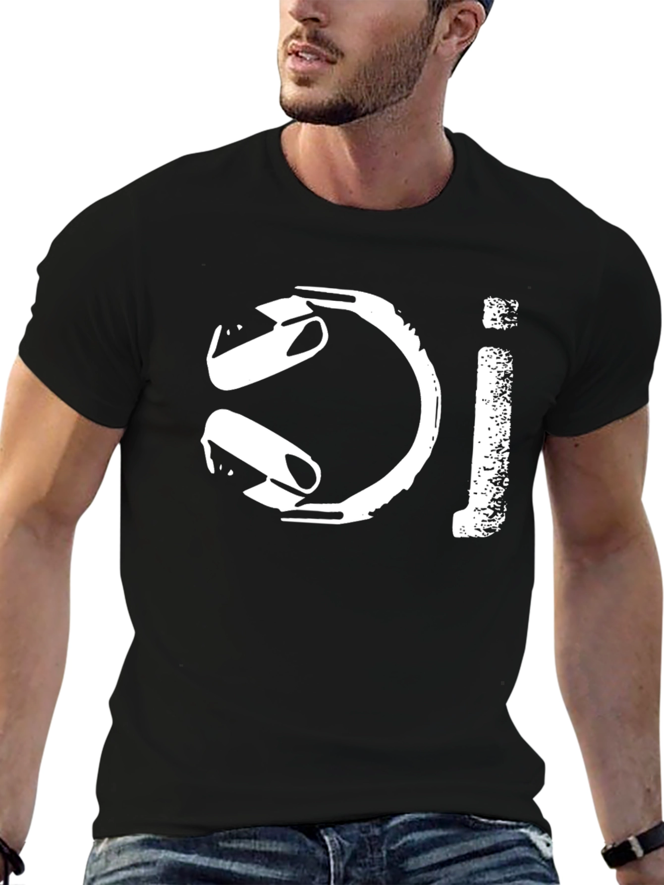 Black T-Shirt with Unique Graphic Design
