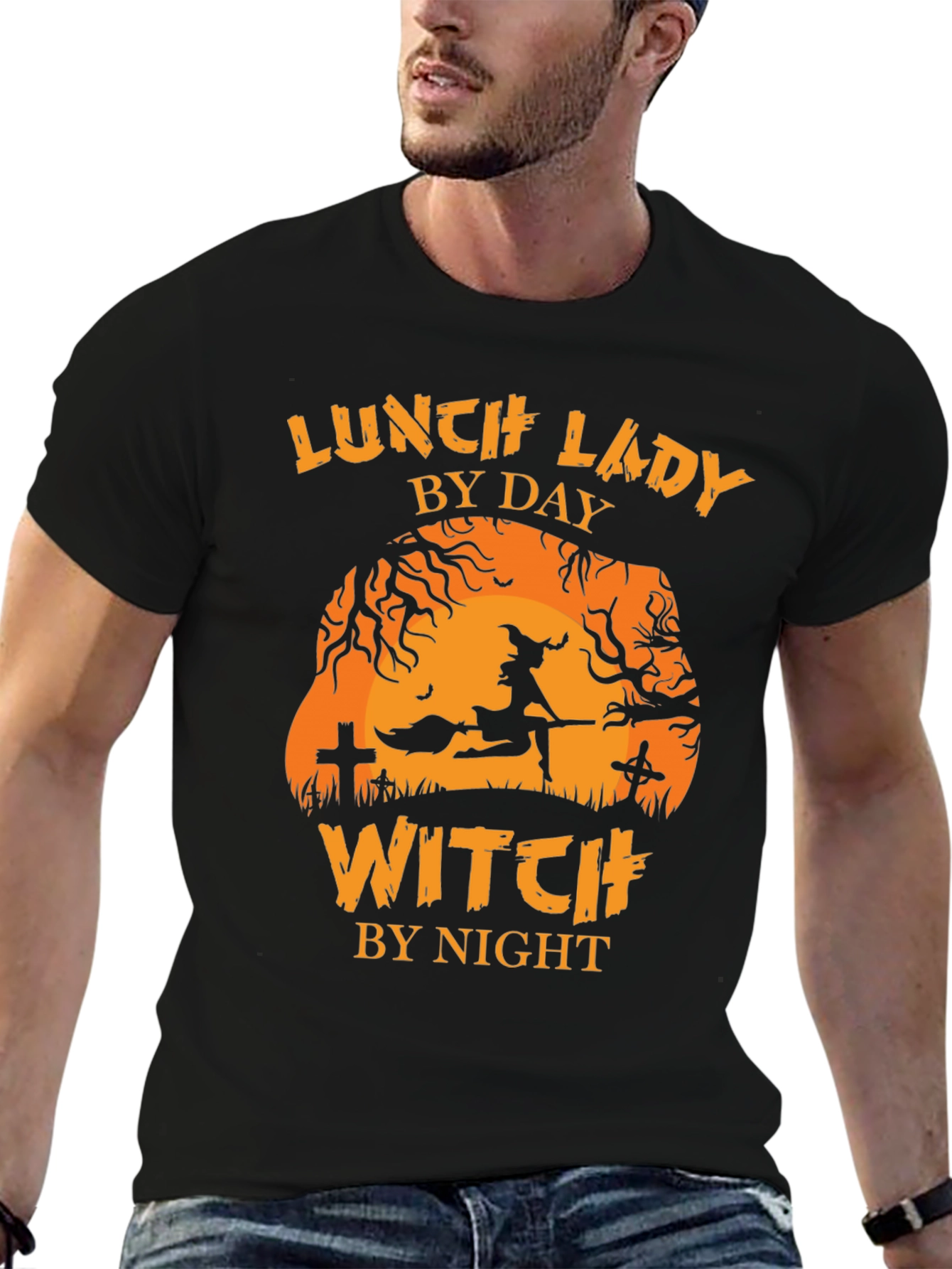 Lunch Lady by Day Witch by Night Halloween T-Shirt