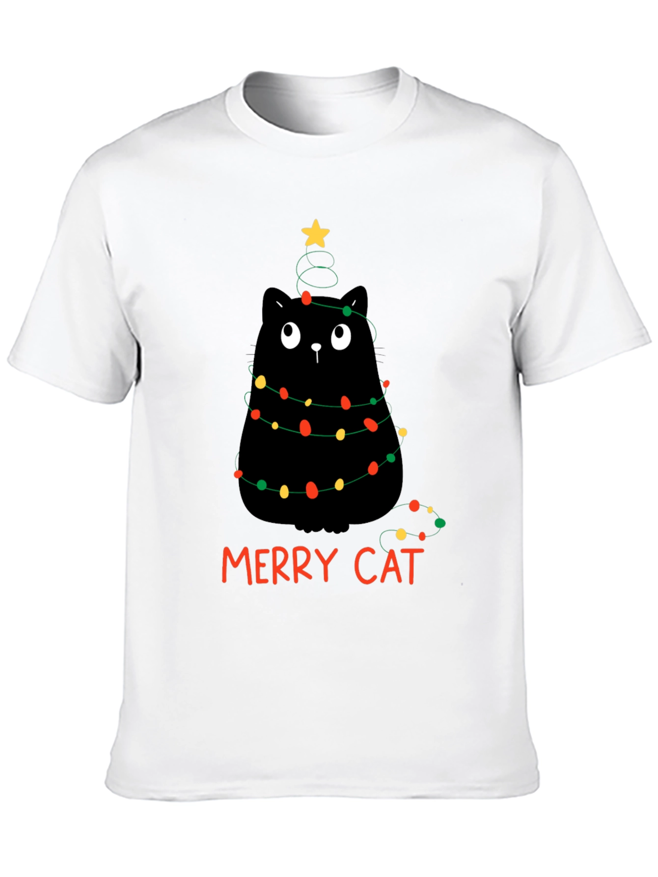 Merry Cat Christmas T-Shirt - Black