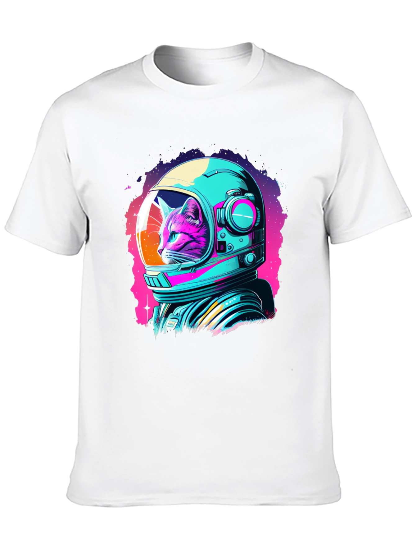 Cat Astronaut T-Shirt - Galaxy Design