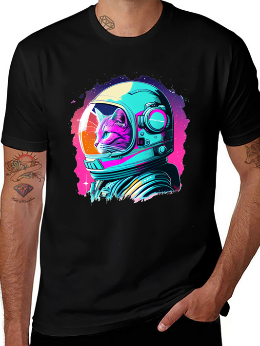 Cat Astronaut T-Shirt - Galaxy Design