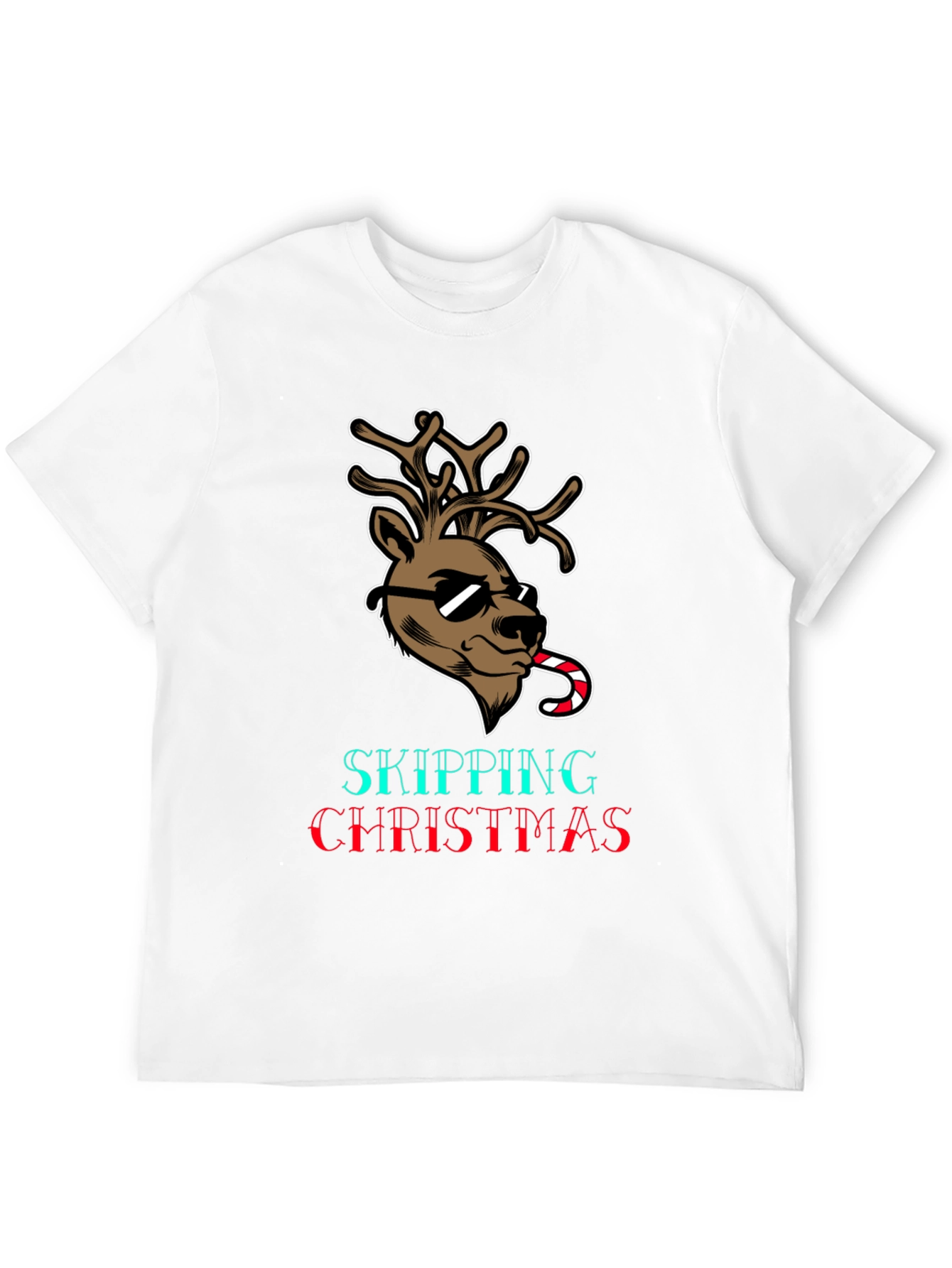 Skipping Christmas T-Shirt with Reindeer Design