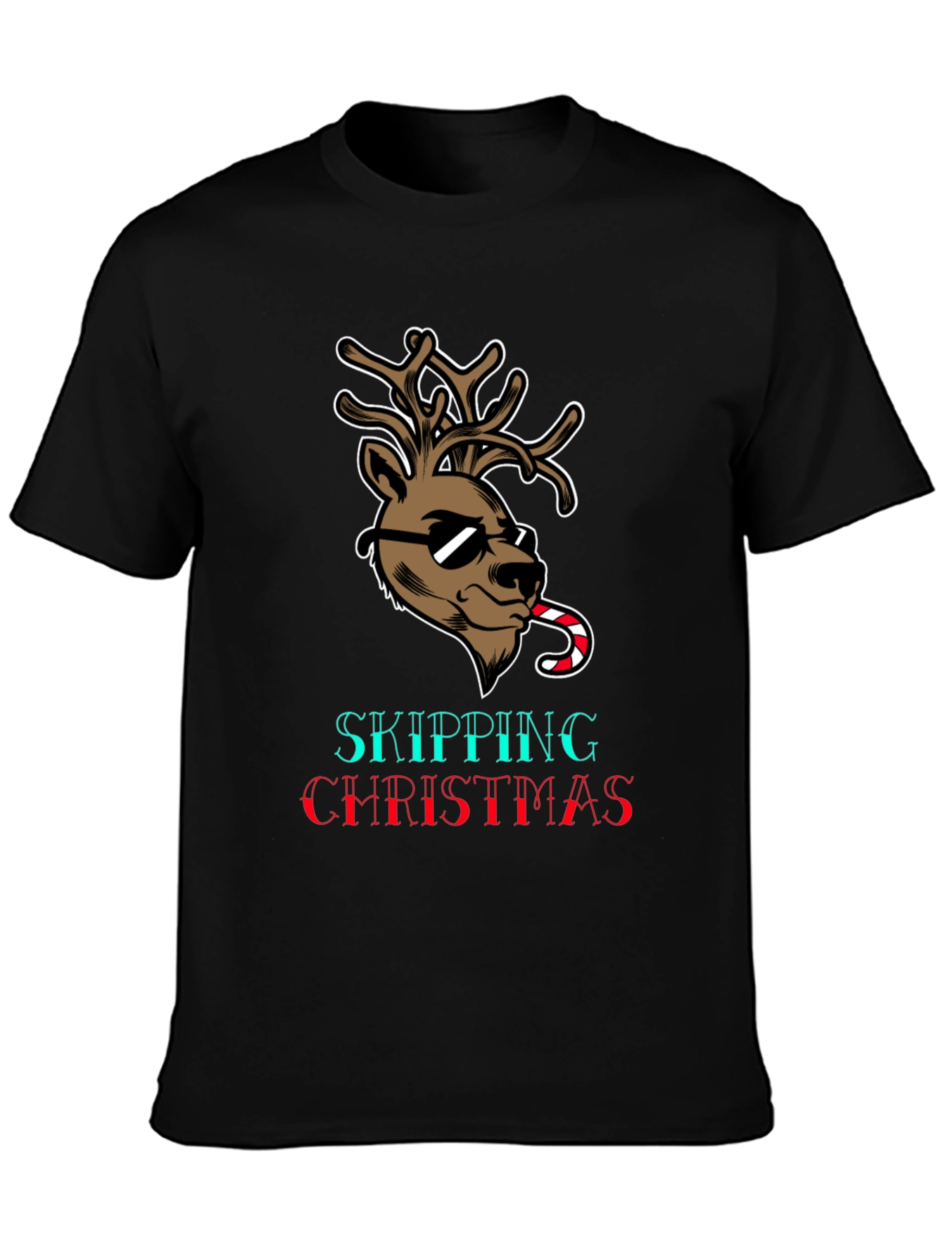 Skipping Christmas T-Shirt with Reindeer Design