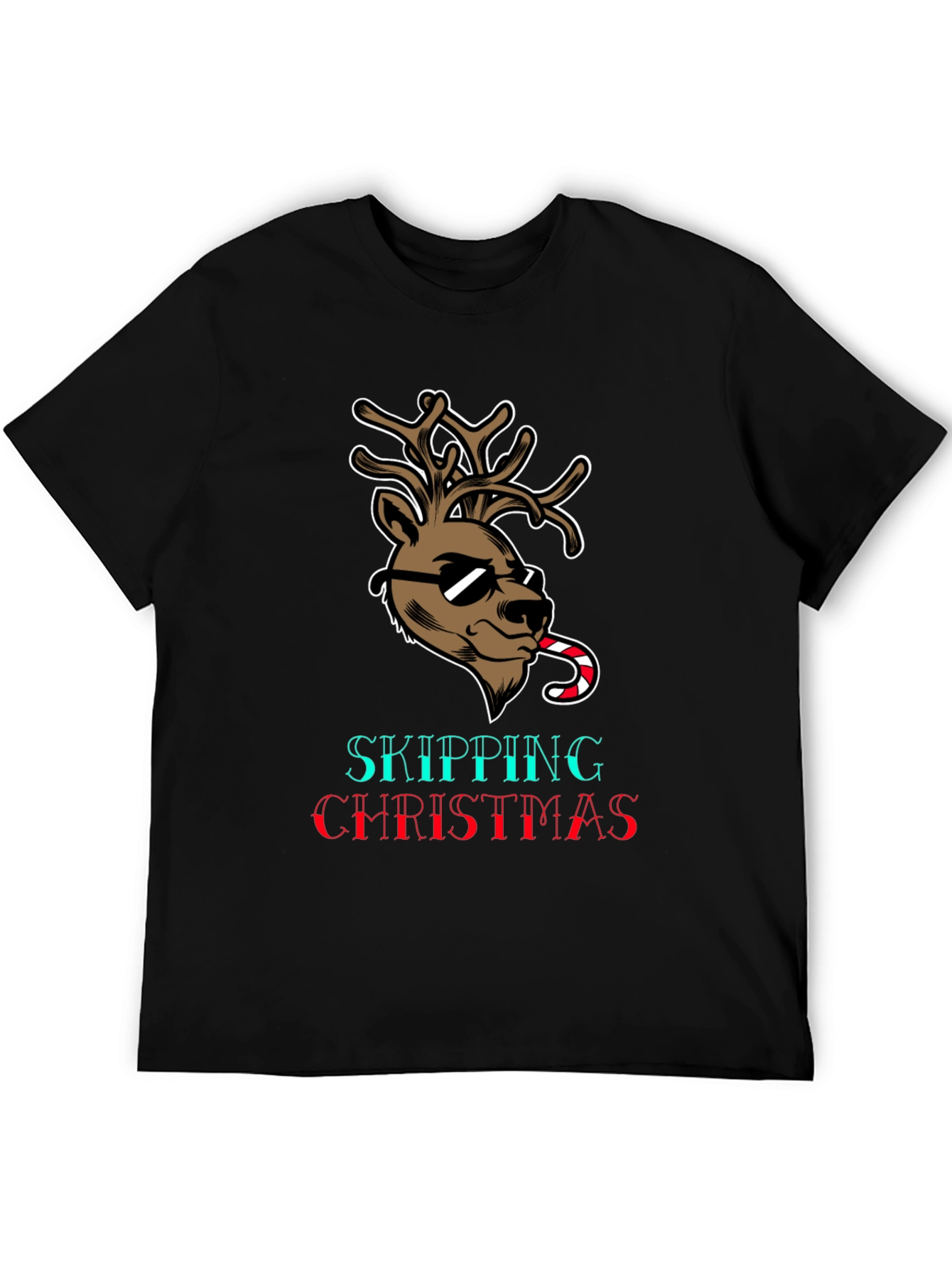 Skipping Christmas T-Shirt with Reindeer Design