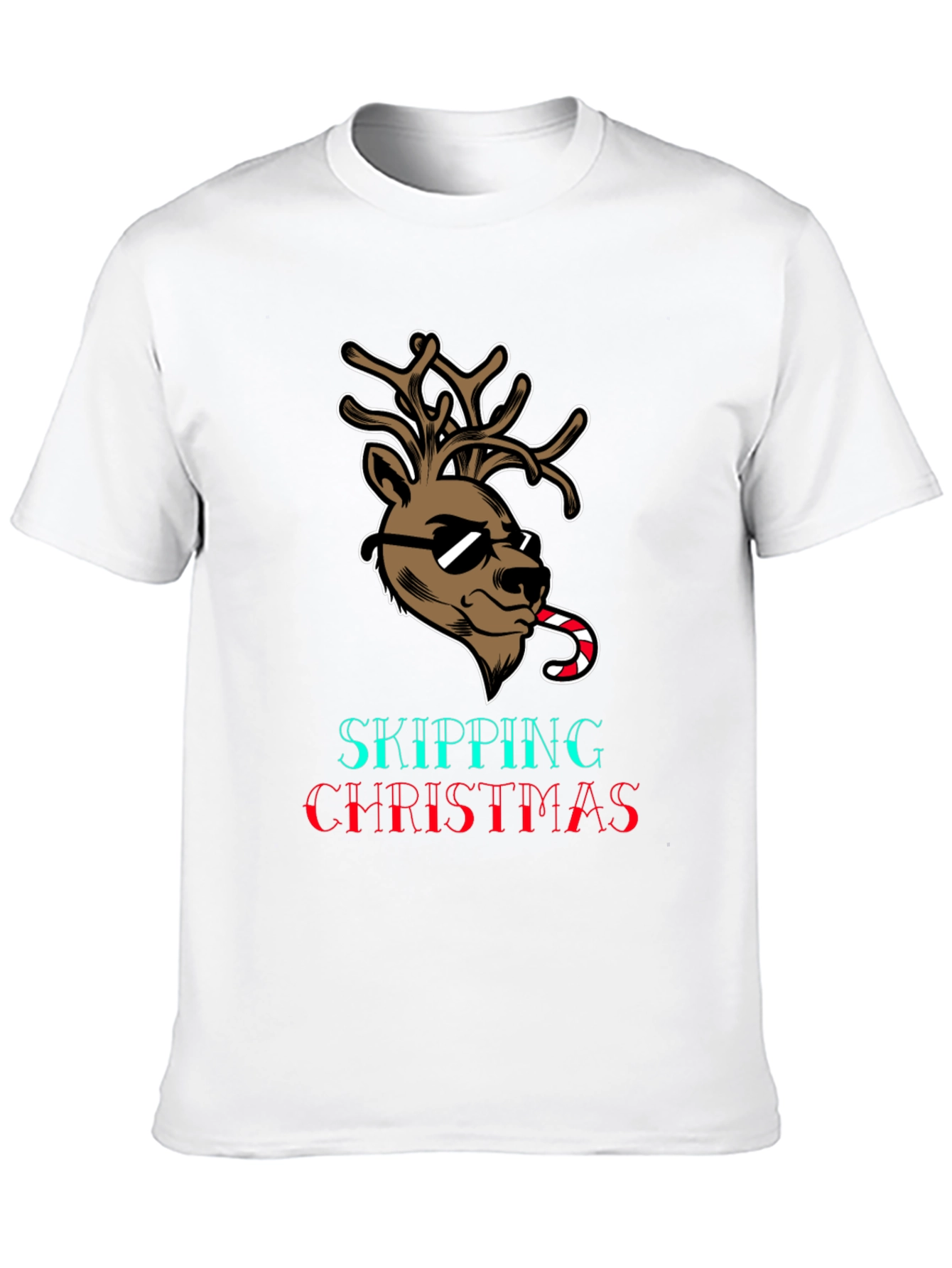 Skipping Christmas T-Shirt with Reindeer Design