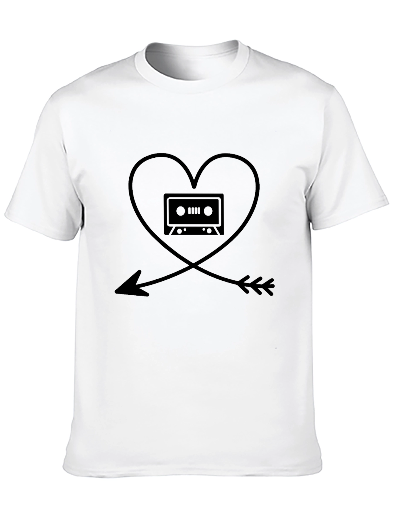 Retro Music Lover T-Shirt - Heart Arrow Cassette Tape