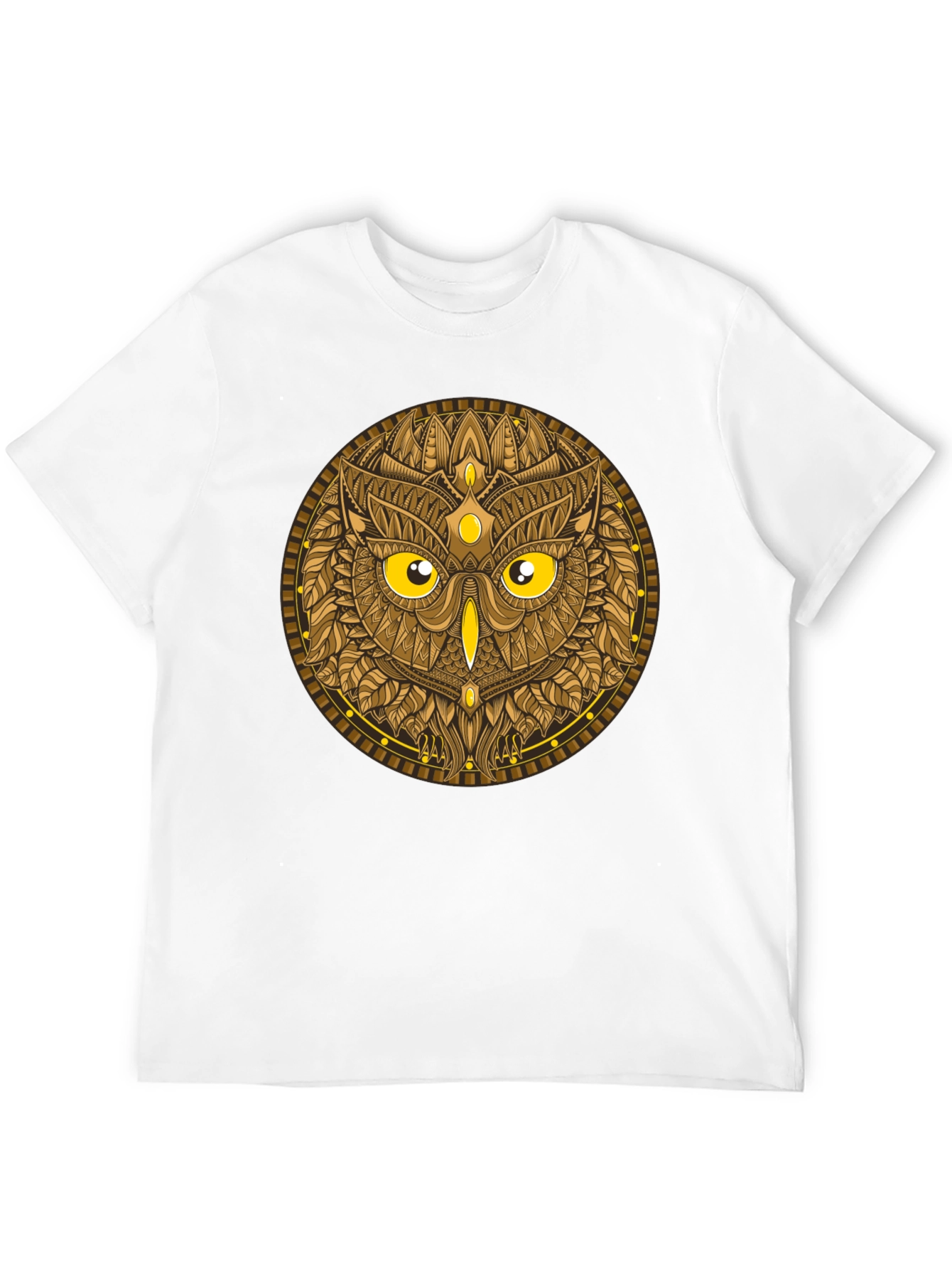 Owl Mandala Graphic Print Black T-Shirt