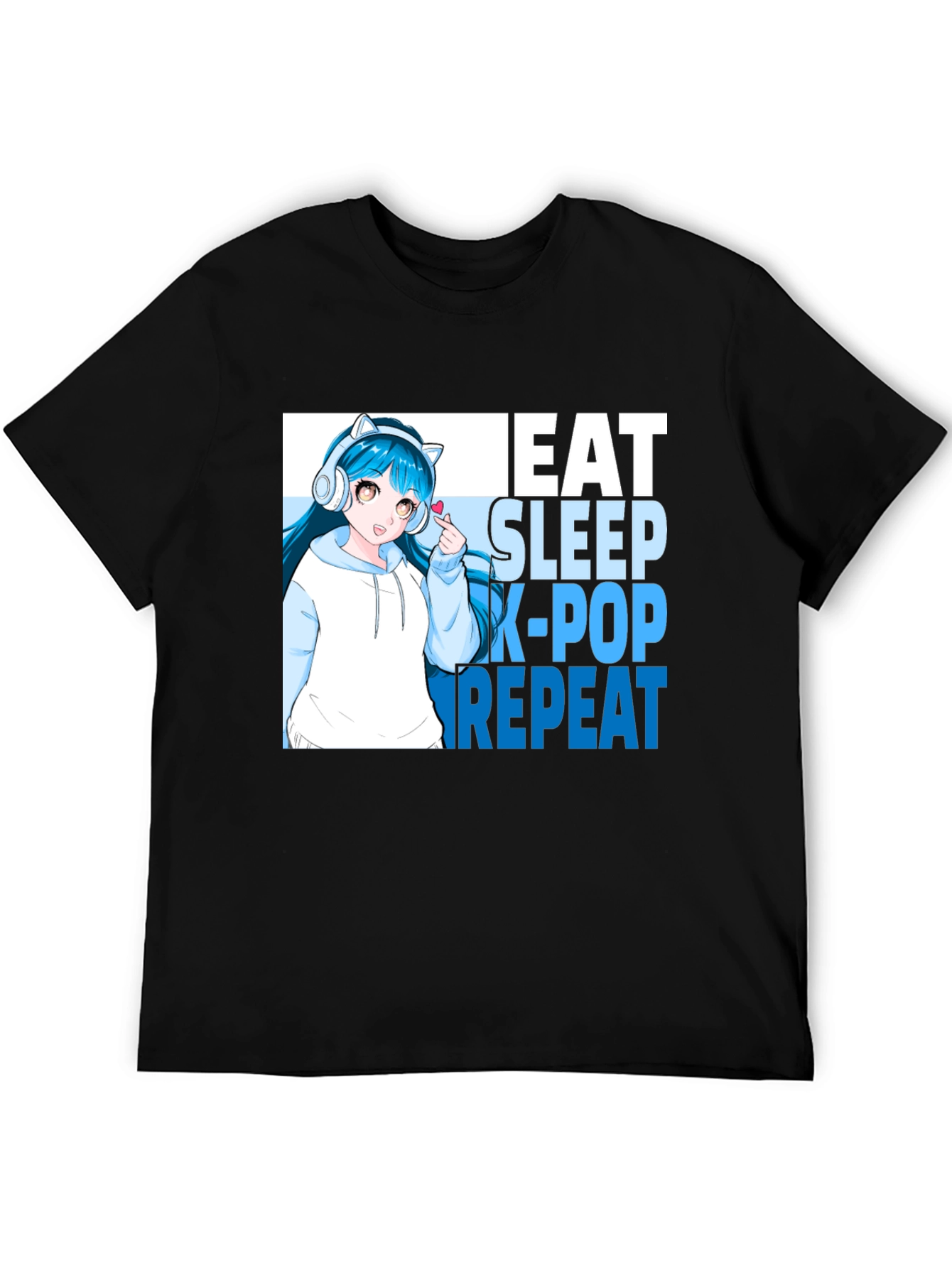 Eat Sleep K-Pop Repeat Anime Graphic Tee