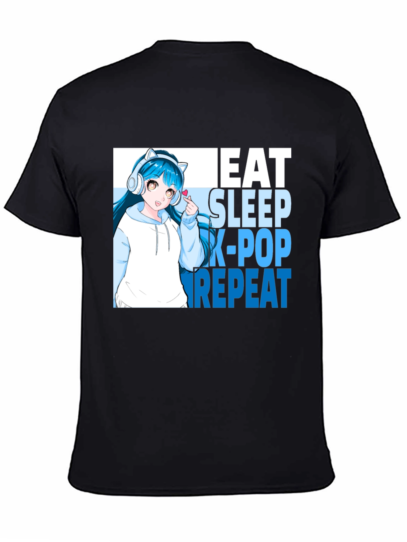 Eat Sleep K-Pop Repeat Anime Graphic Tee