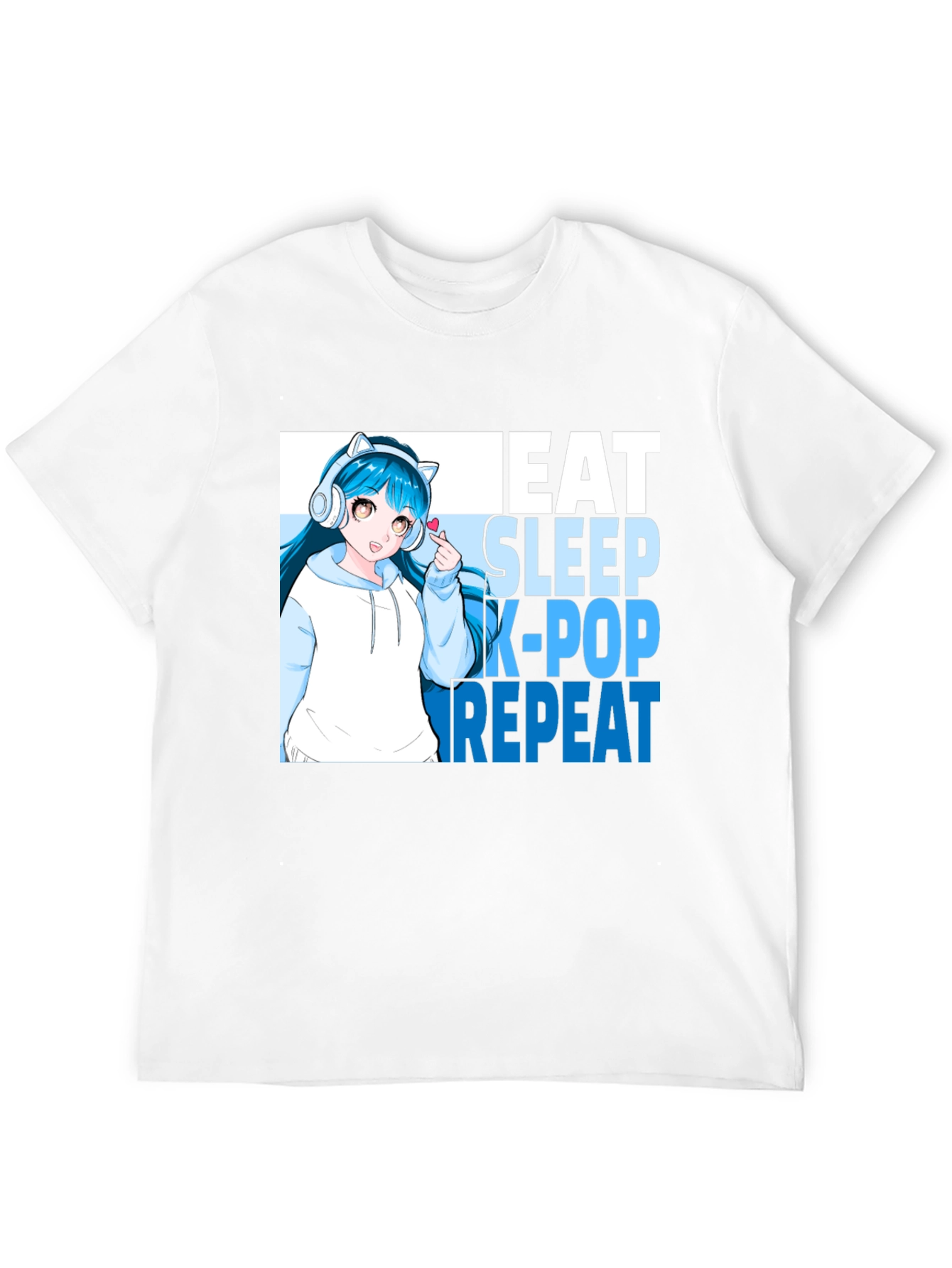 Eat Sleep K-Pop Repeat Anime Graphic Tee