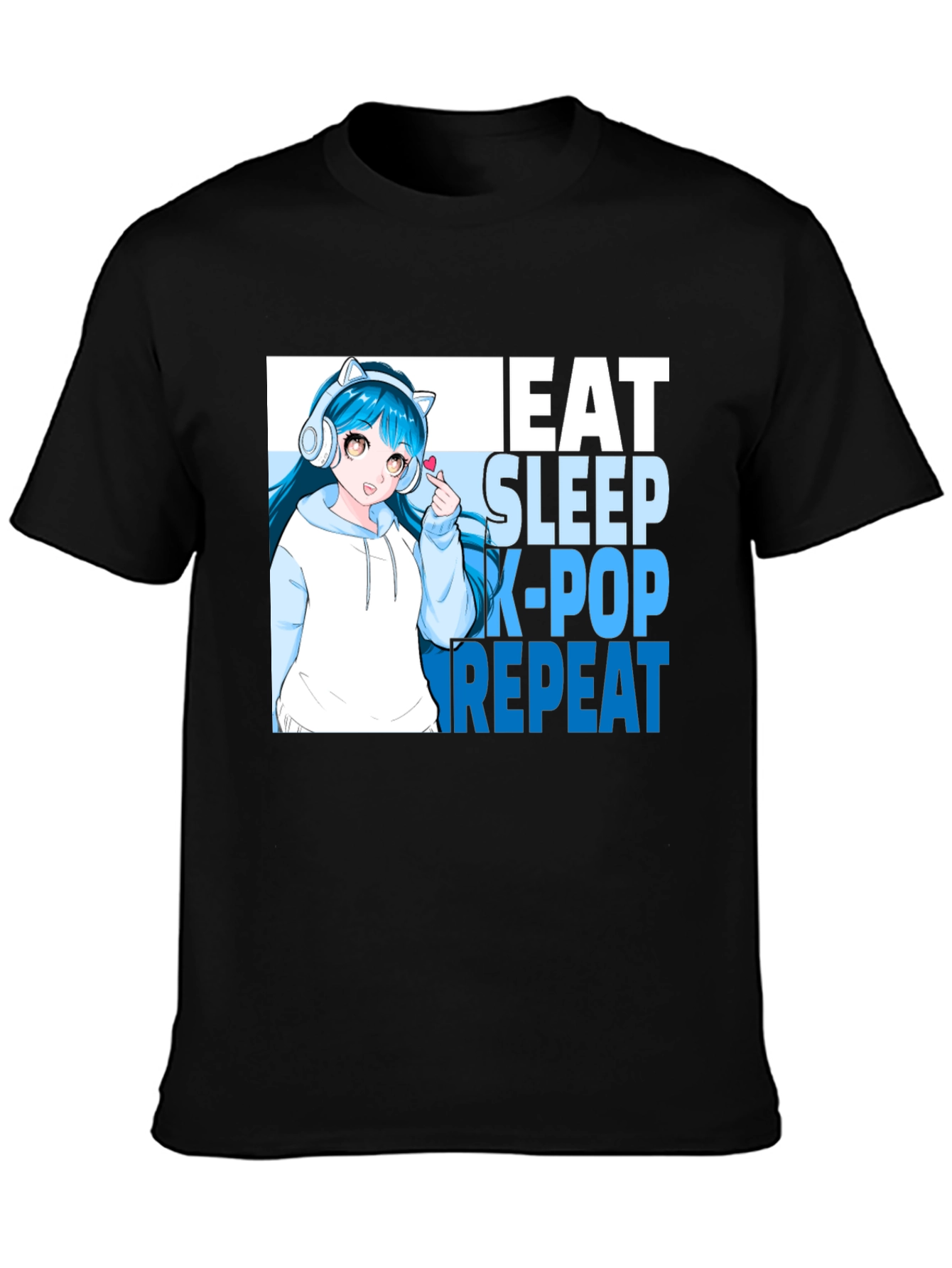 Eat Sleep K-Pop Repeat Anime Graphic Tee