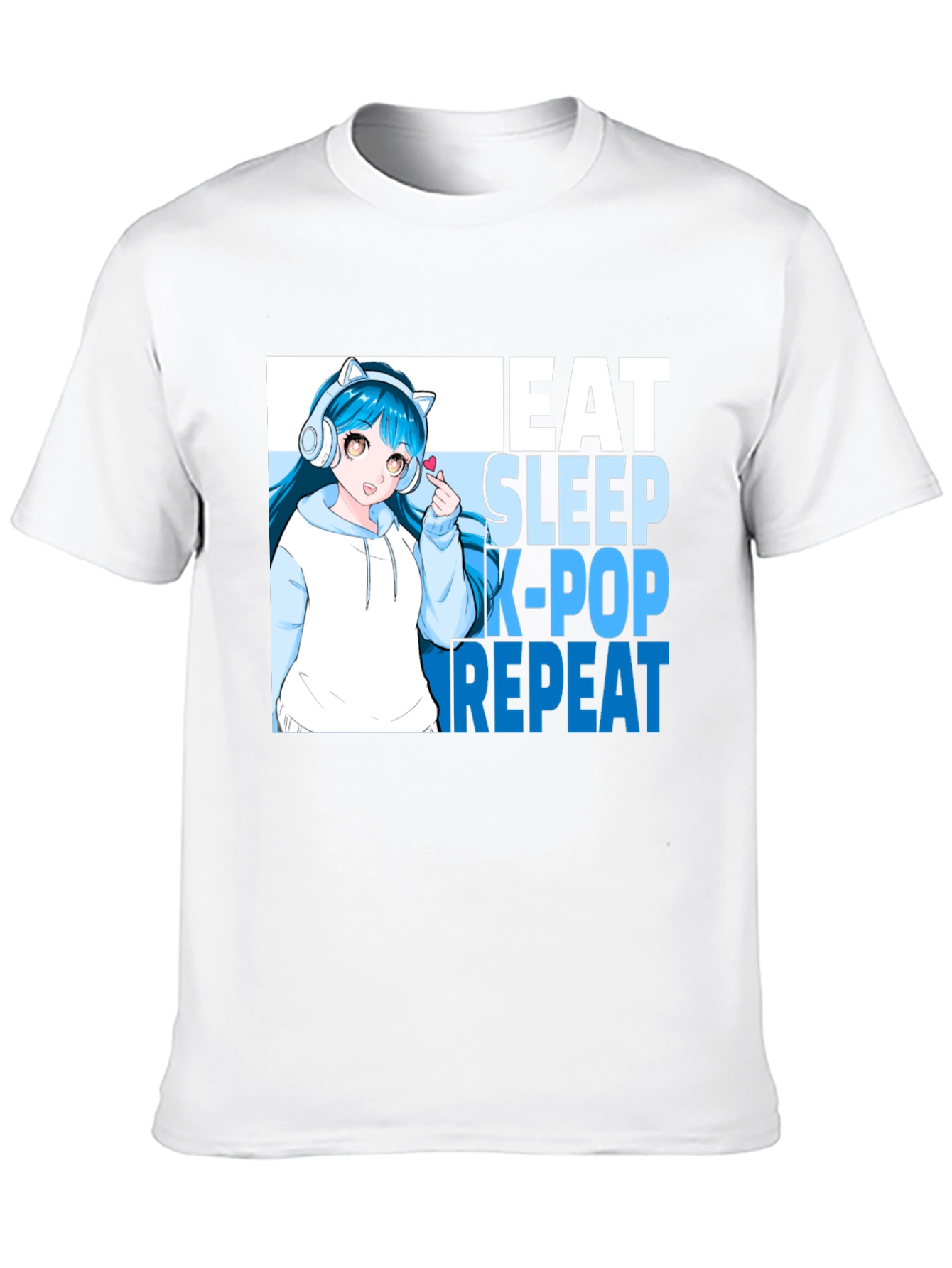 Eat Sleep K-Pop Repeat Anime Graphic Tee