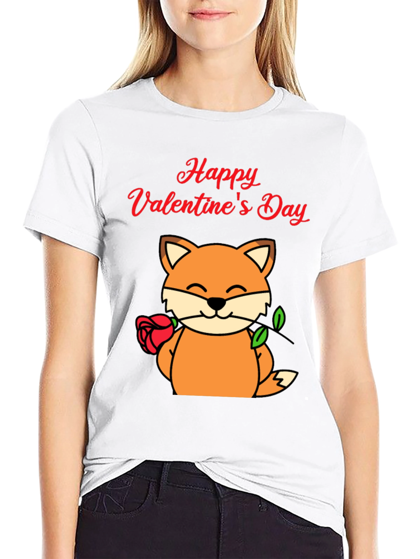 Valentines Day Fox T-Shirt - Mens Black Tee